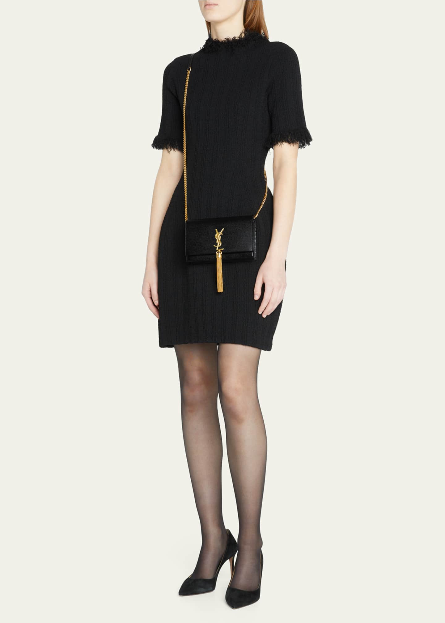 SAINT LAURENT Kate XS Tassel Leather Wallet On Chain