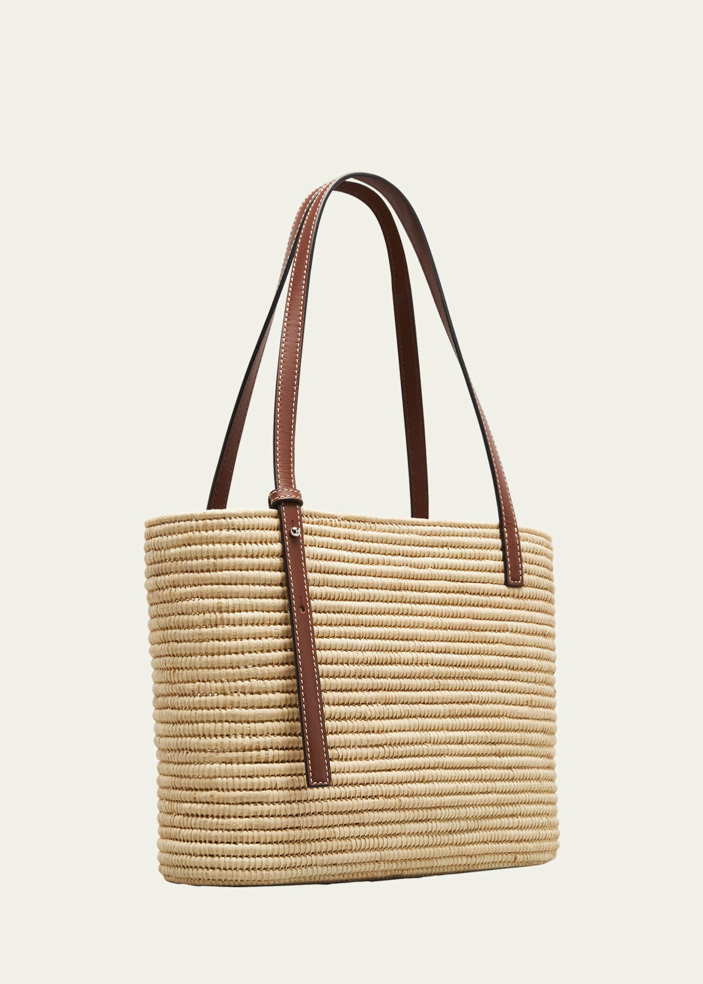 Loewe x Paula's Ibiza Square Basket Small Bag in Raffia with Leather Handles Image 3 of 5