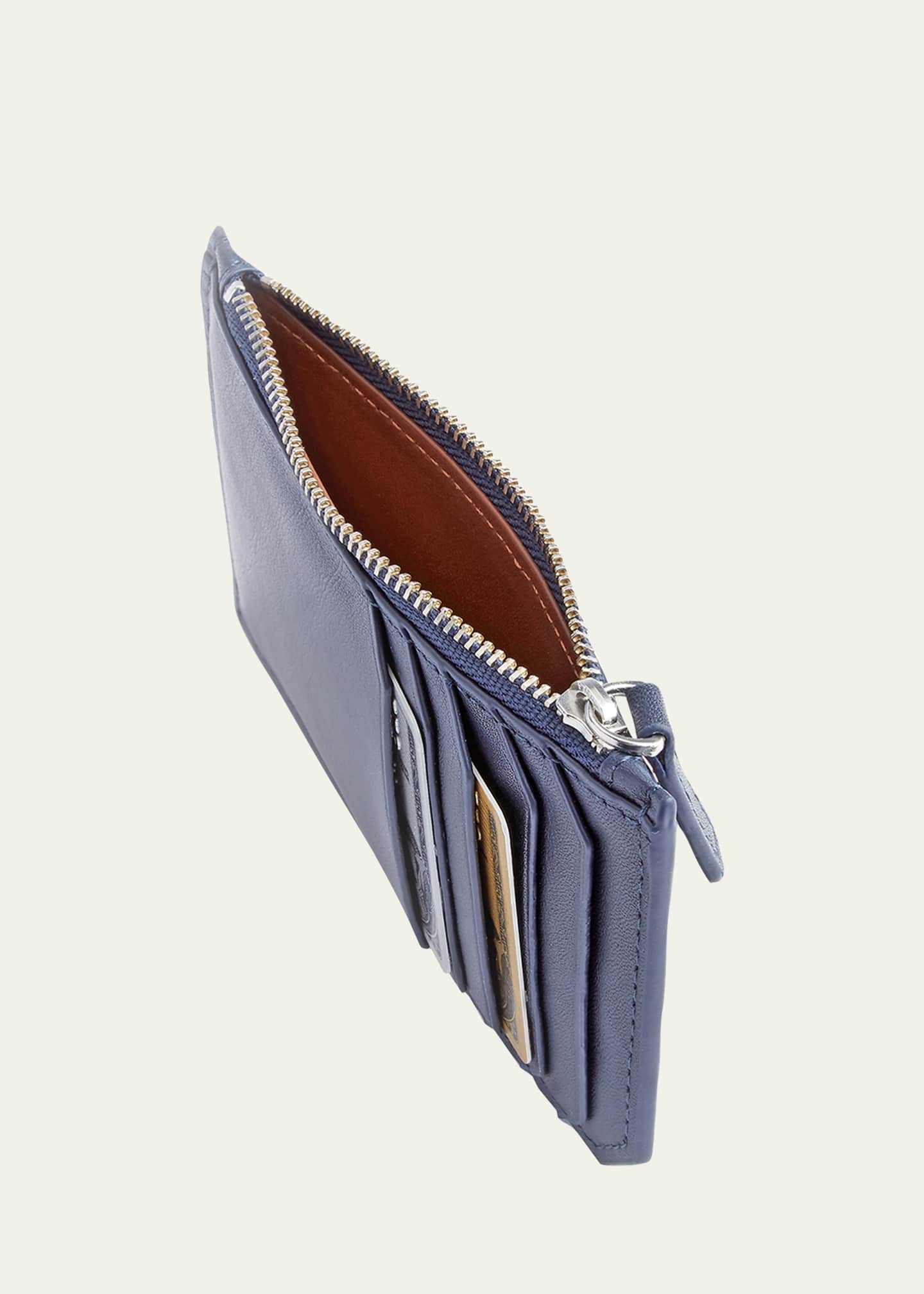 ROYCE New York Monogrammed Zippered Leather Credit Card Case Image 2 of 3