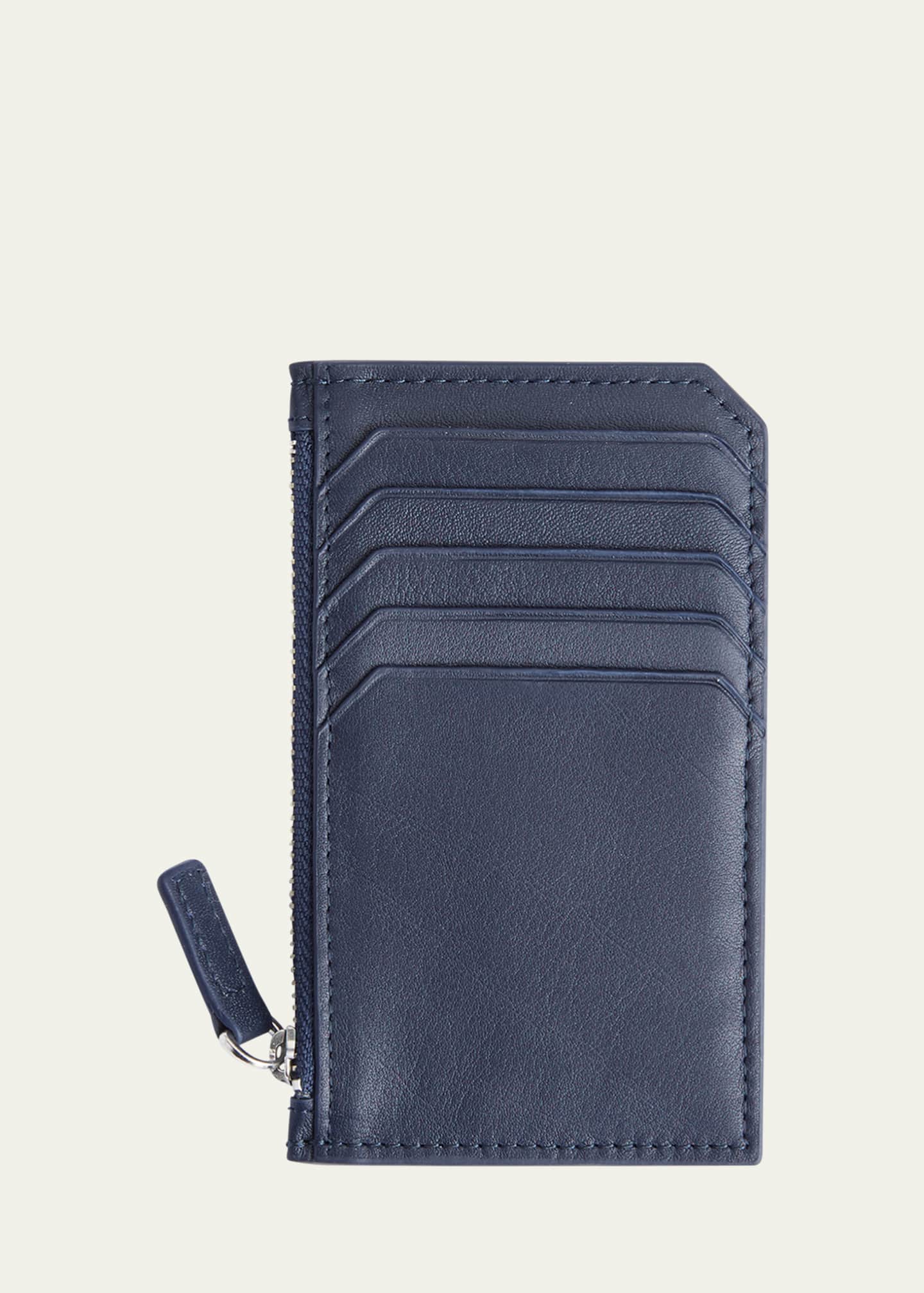 ROYCE New York Monogrammed Zippered Leather Credit Card Case Image 1 of 3
