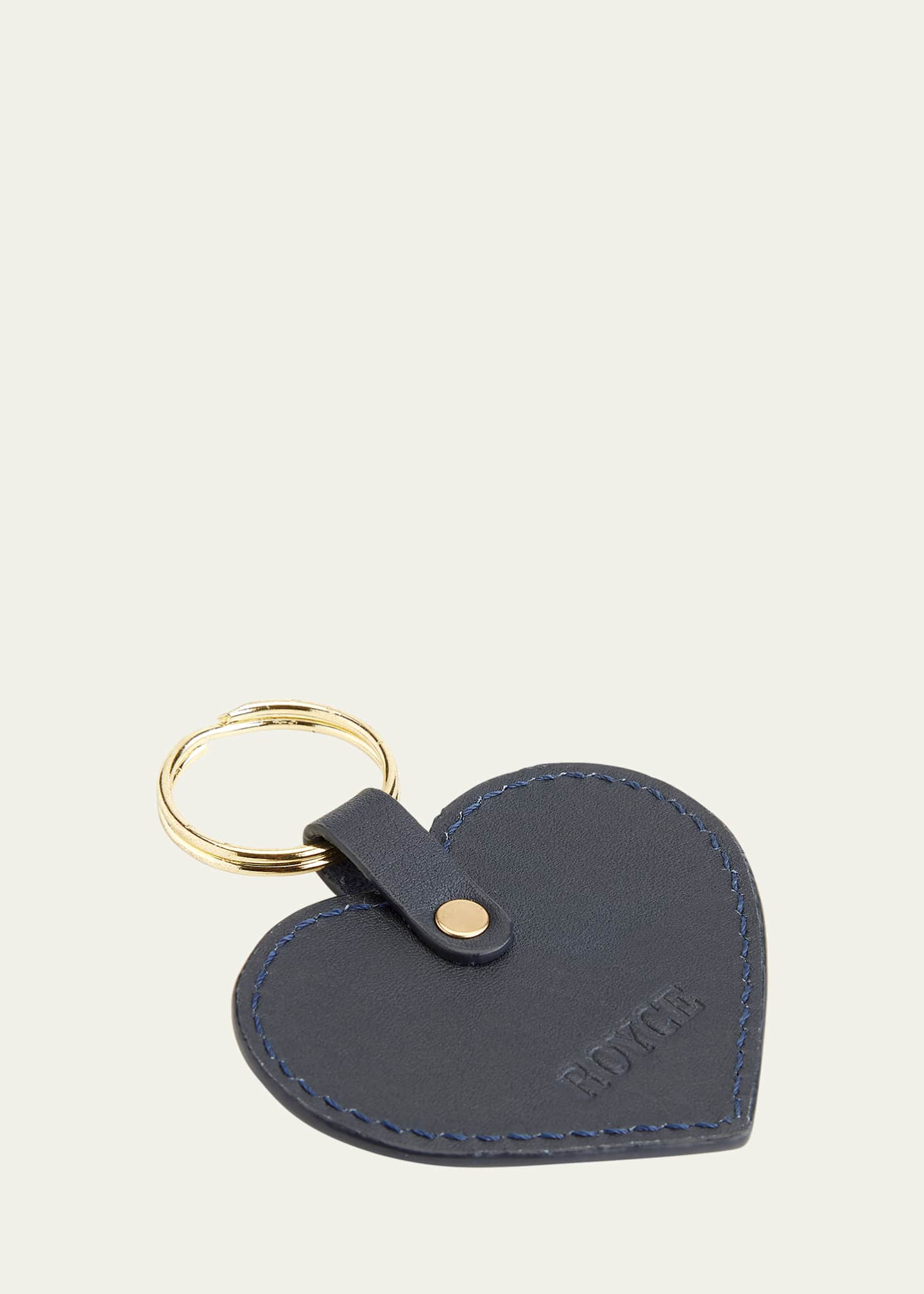 ROYCE New York Monogrammed Leather Heart-Shaped Key Chain Image 2 of 2