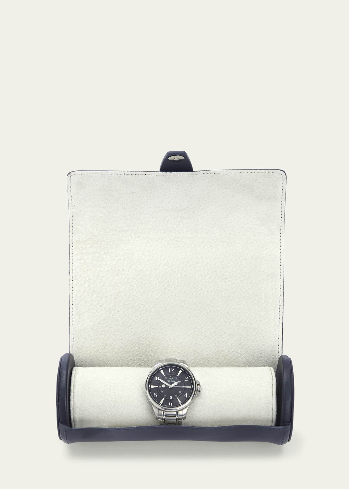 ROYCE New York Monogrammed Leather Travel Watch Roll Image 2 of 3