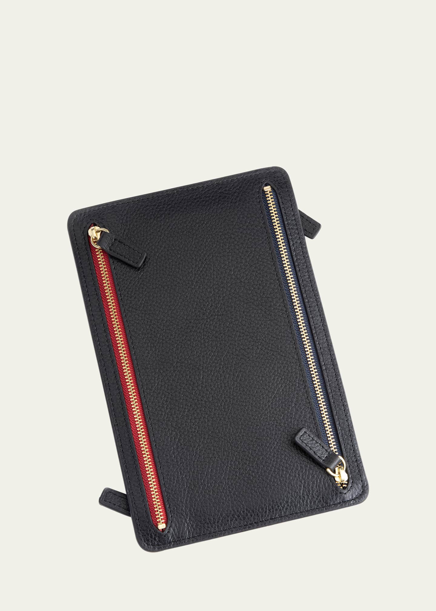 ROYCE New York Monogrammed Leather RFID Blocking Foup Zip Travel Organizer