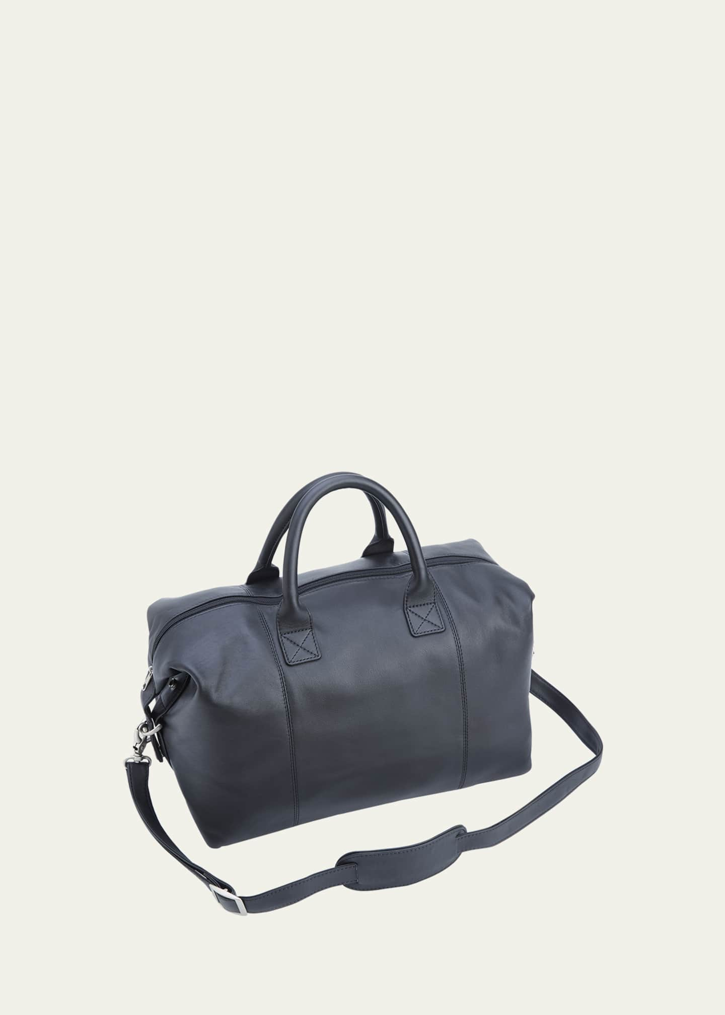 Royce New York Leather Weekender Duffel Bag - Navy Blue