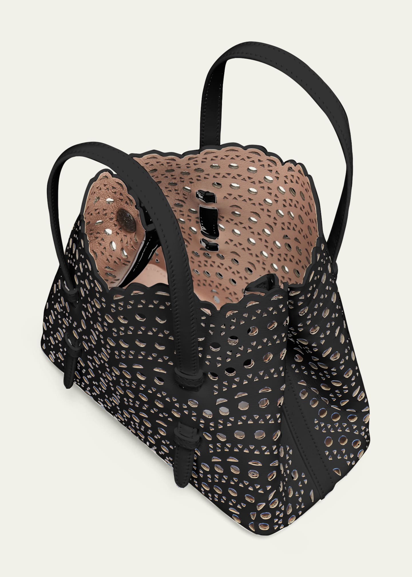 ALAIA Mina 20 Tote Bag in Vienne Wave Perforated Leather Image 4 of 5