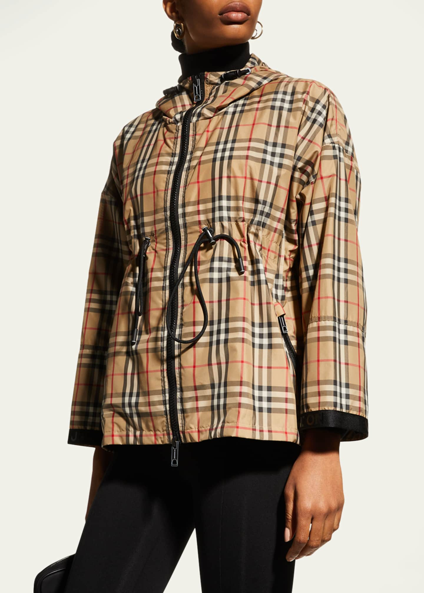 Burberry Logo Tape Vintage Check Hooded Jacket - Bergdorf Goodman