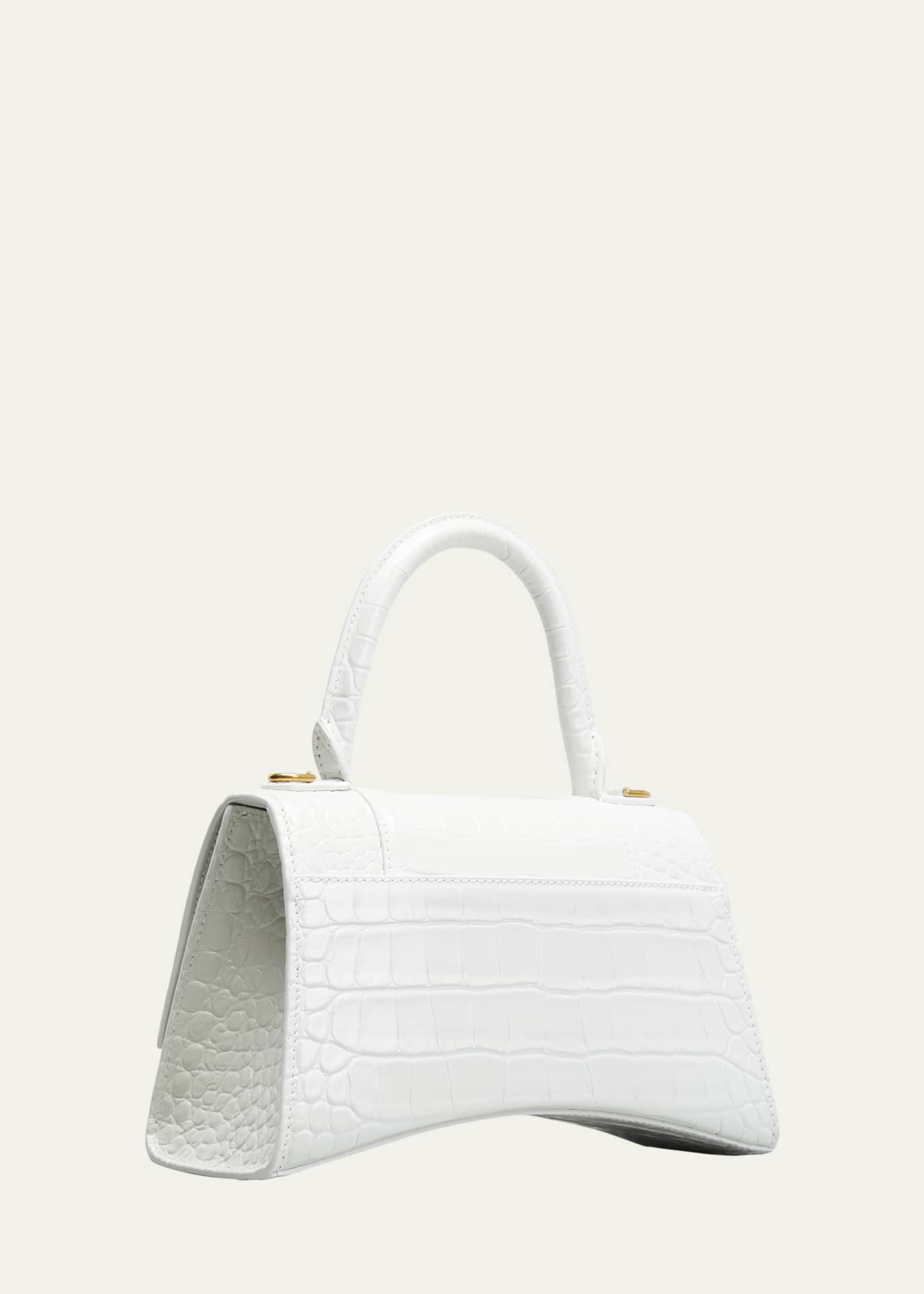 Balenciaga Hourglass Small Crocodile-Embossed Top-Handle Bag