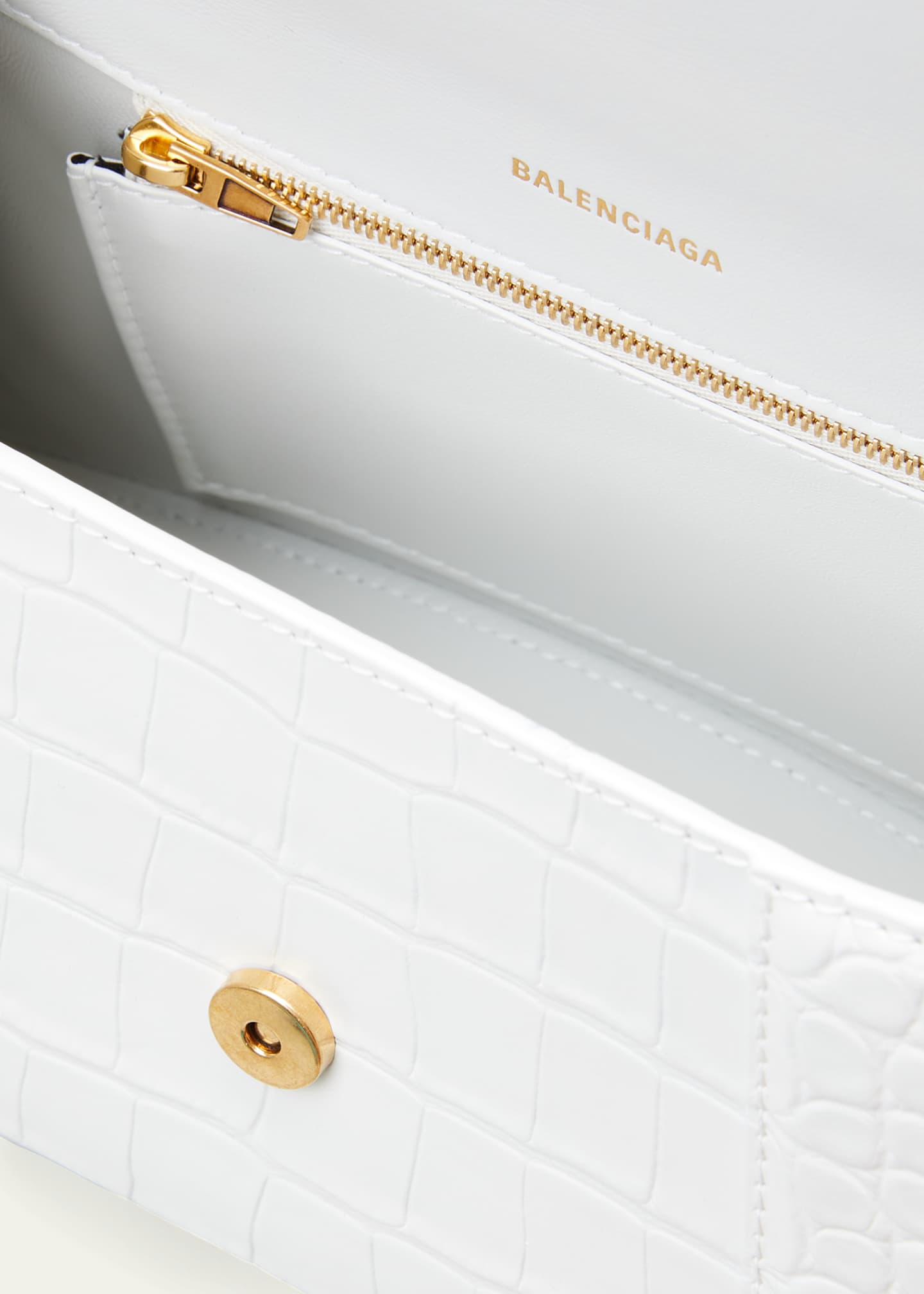 Hourglass Small Croc-Embossed Top-Handle Bag
