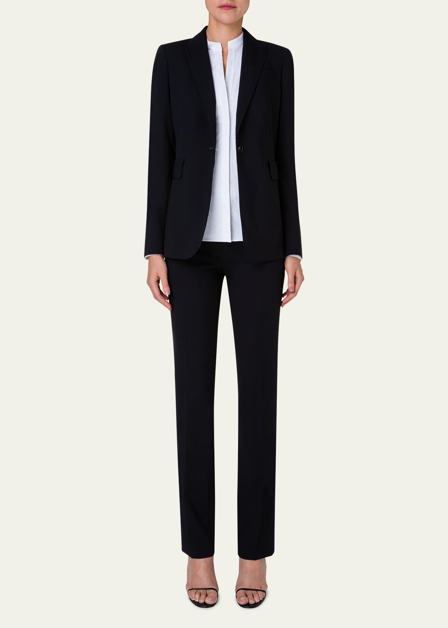 Akris punto One-Button Wool Long Body Blazer Jacket Image 2 of 5