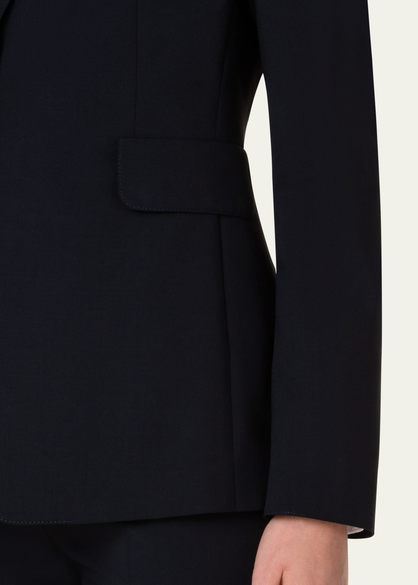 Akris punto One-Button Wool Long Body Blazer Jacket Image 5 of 5