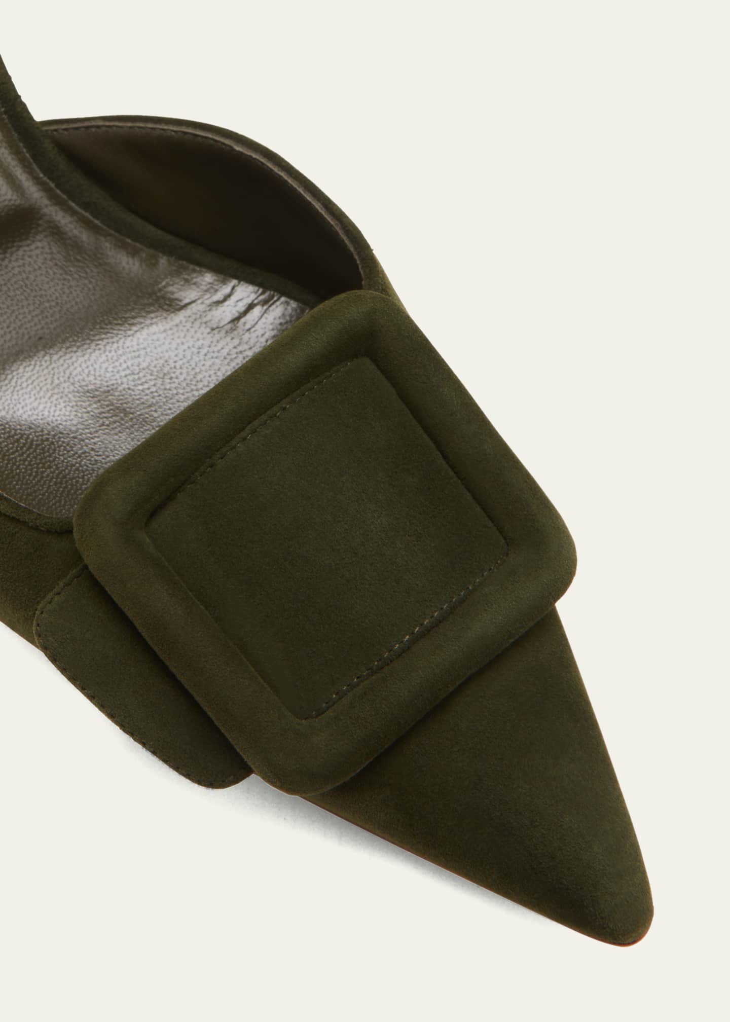 Manolo Blahnik Maysli Suede Bow Slingback Pumps Image 5 of 5