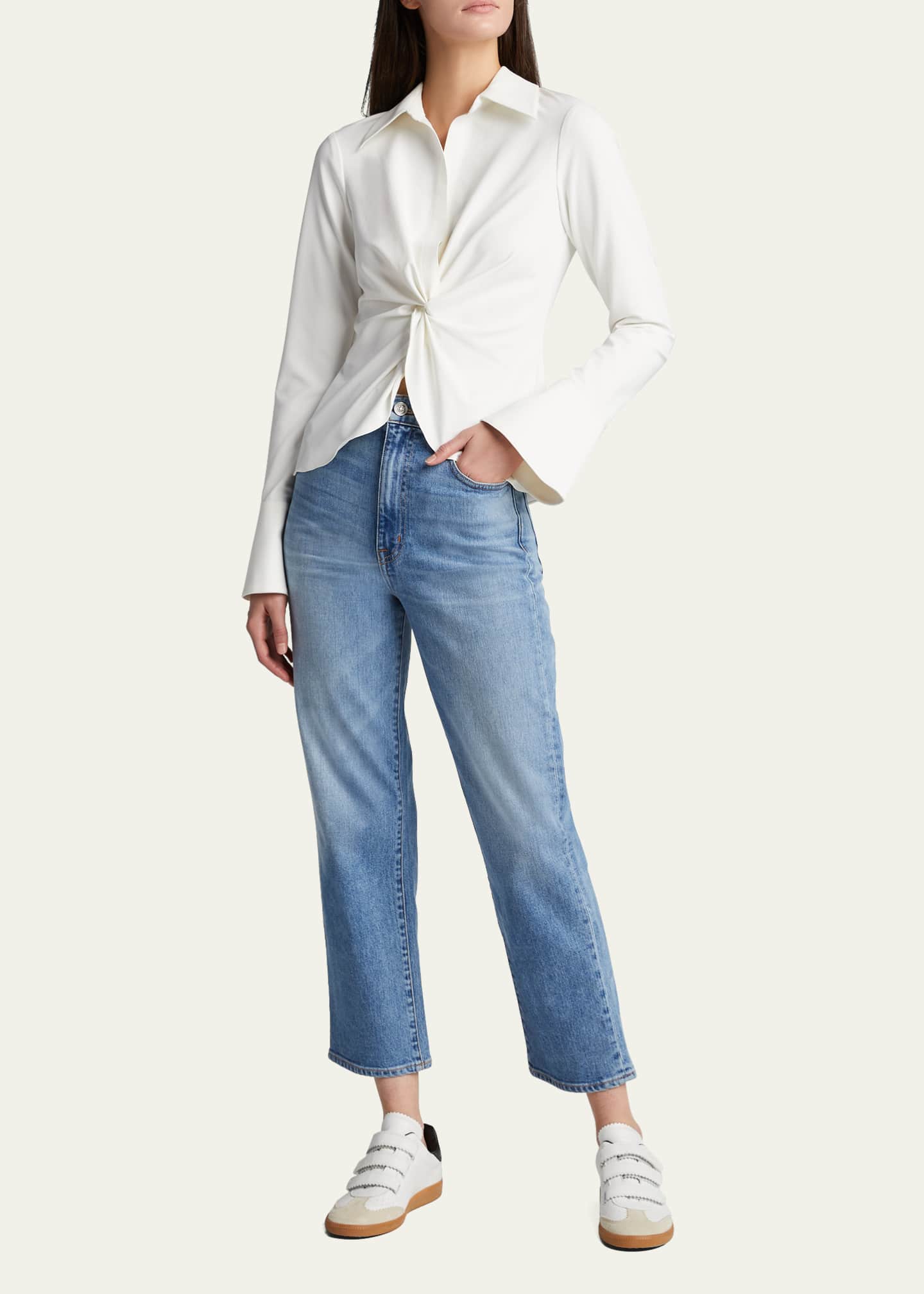 Cinq a Sept McKenna Long-Sleeve Collared Top Image 2 of 5