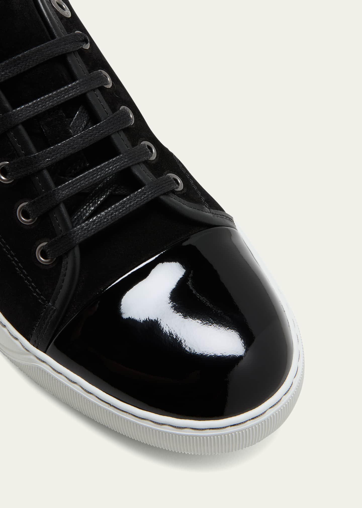 Lanvin Men's Patent Leather/Suede Low-Top Sneakers