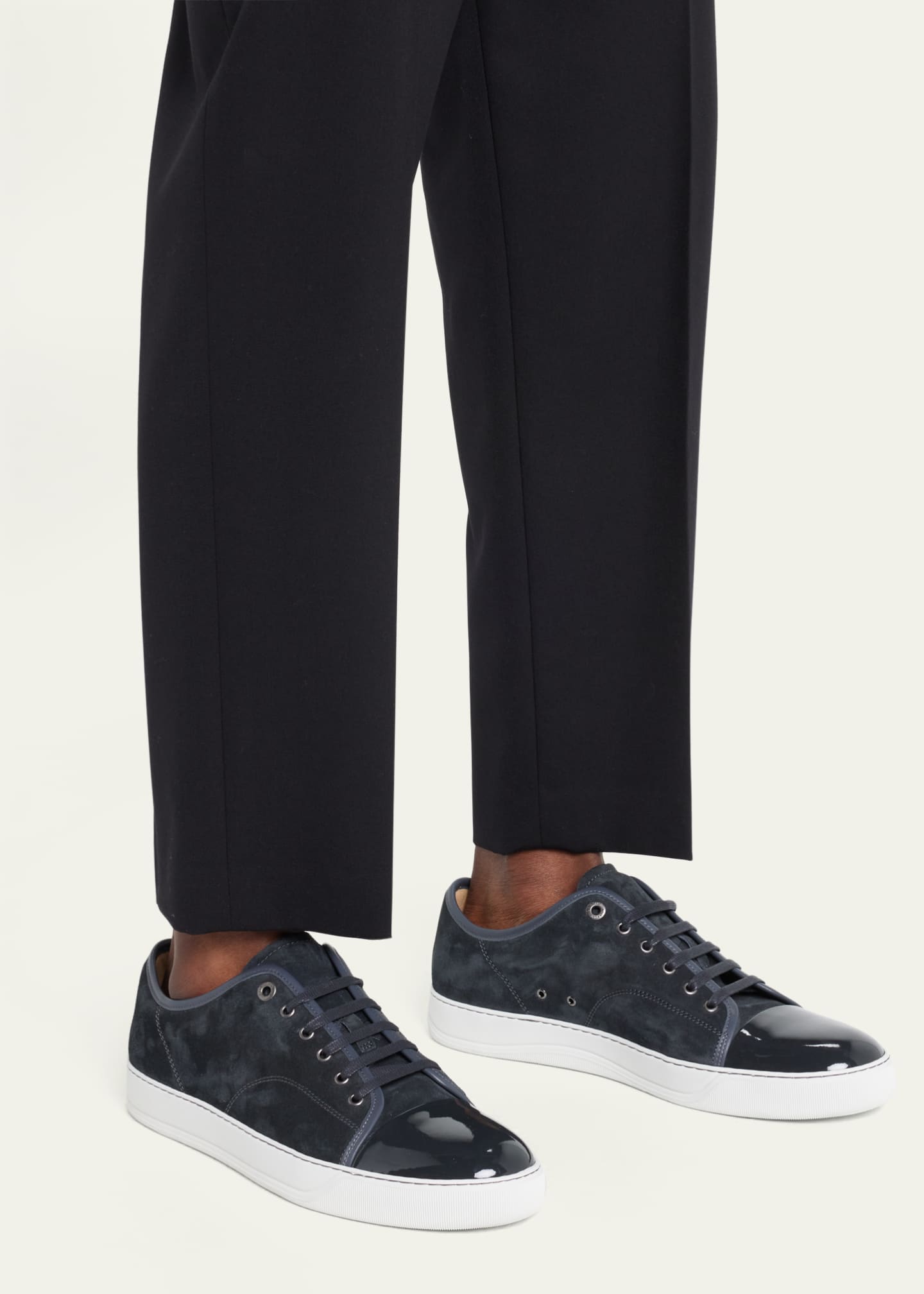 Lanvin Men's Patent Leather/Suede LowTop Sneakers Bergdorf Goodman