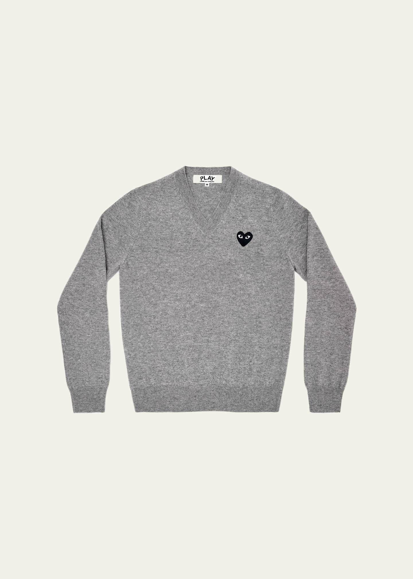Comme des Garcons Men's Heart V-Neck Wool Sweater