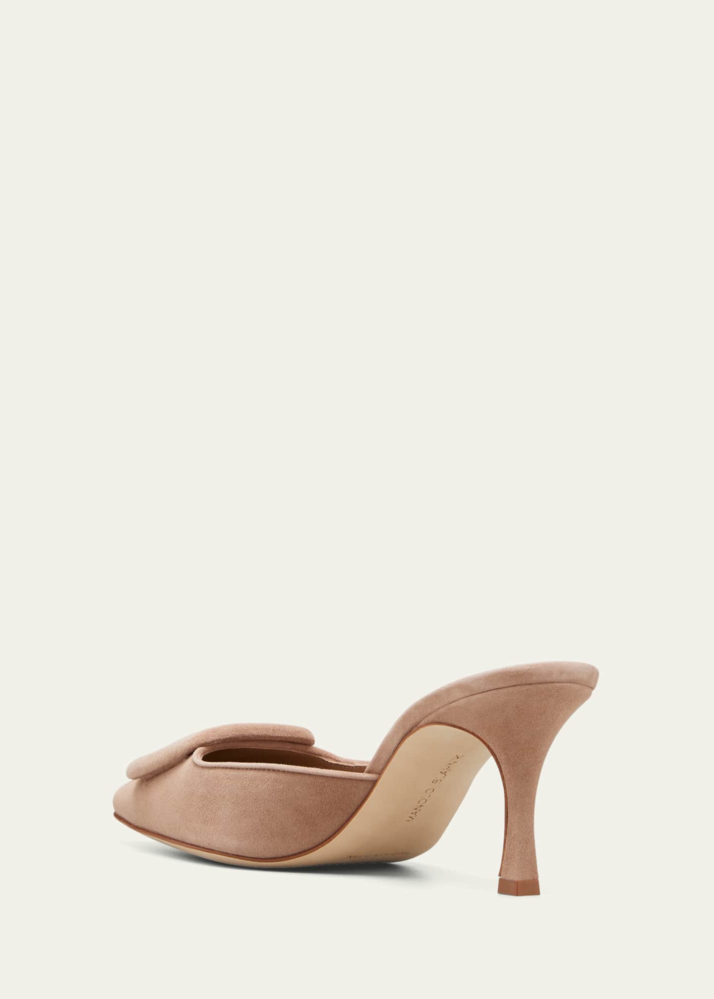 Manolo Blahnik Maysale Suede Buckle Mid-Heel 70mm Mules Image 2 of 3