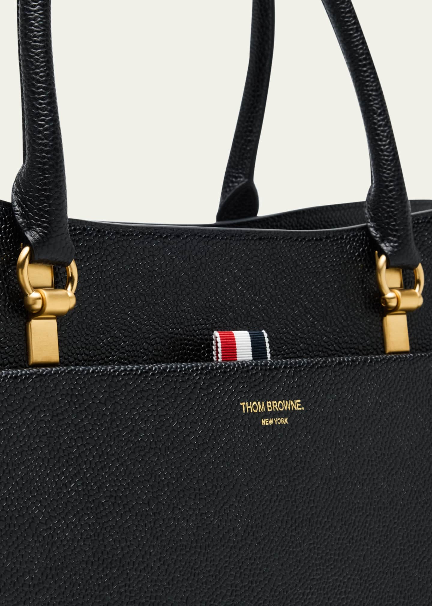 Thom Browne Men's Large Duet Tote In Pebble Grain Leather Image 6 of 6