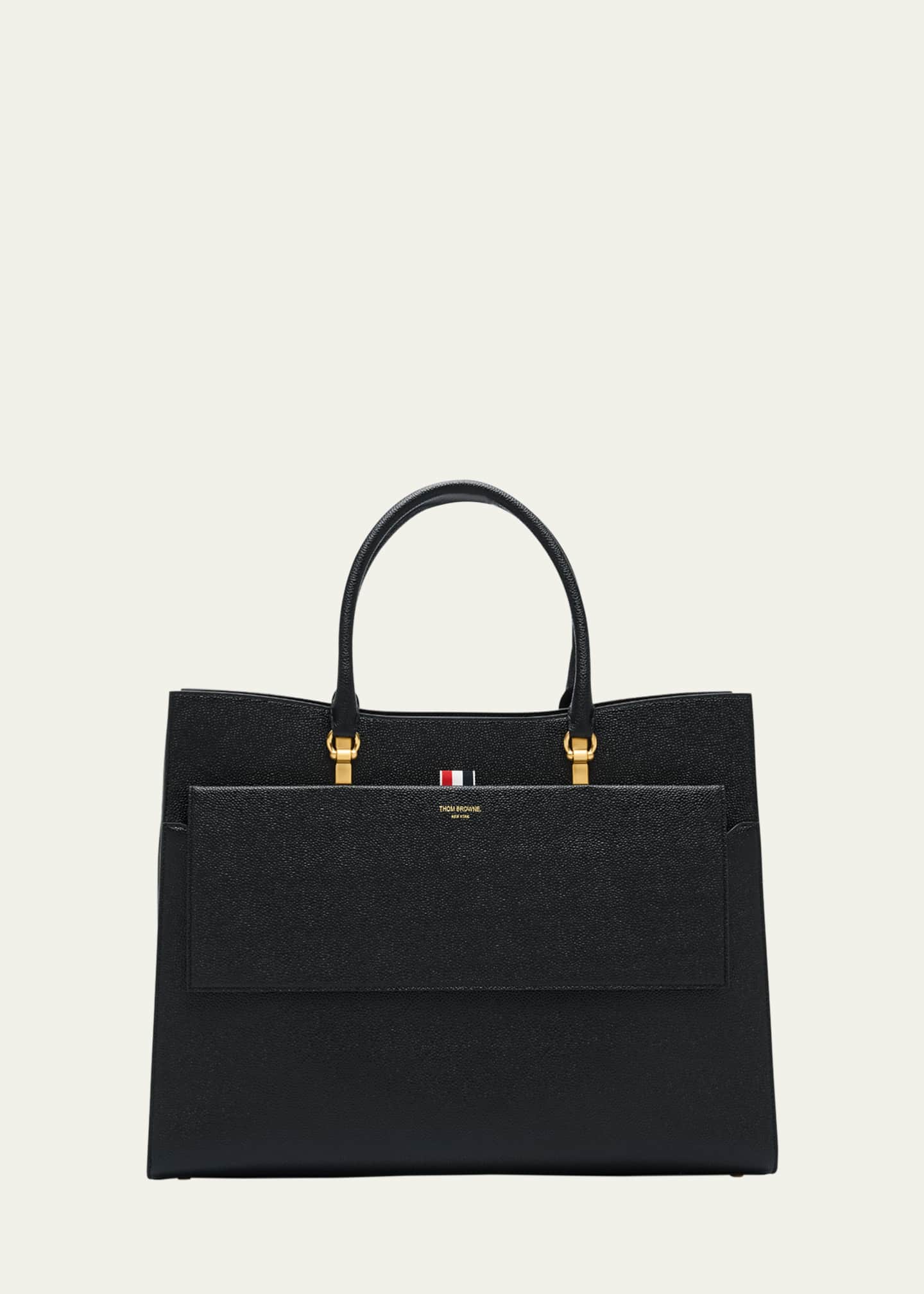 Thom Browne Men's Large Duet Tote In Pebble Grain Leather Image 1 of 6