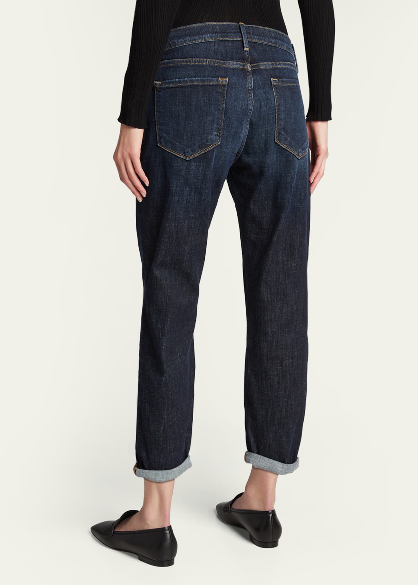 FRAME Le Garcon Cuffed Straight Leg Cropped Denim Jeans Bergdorf