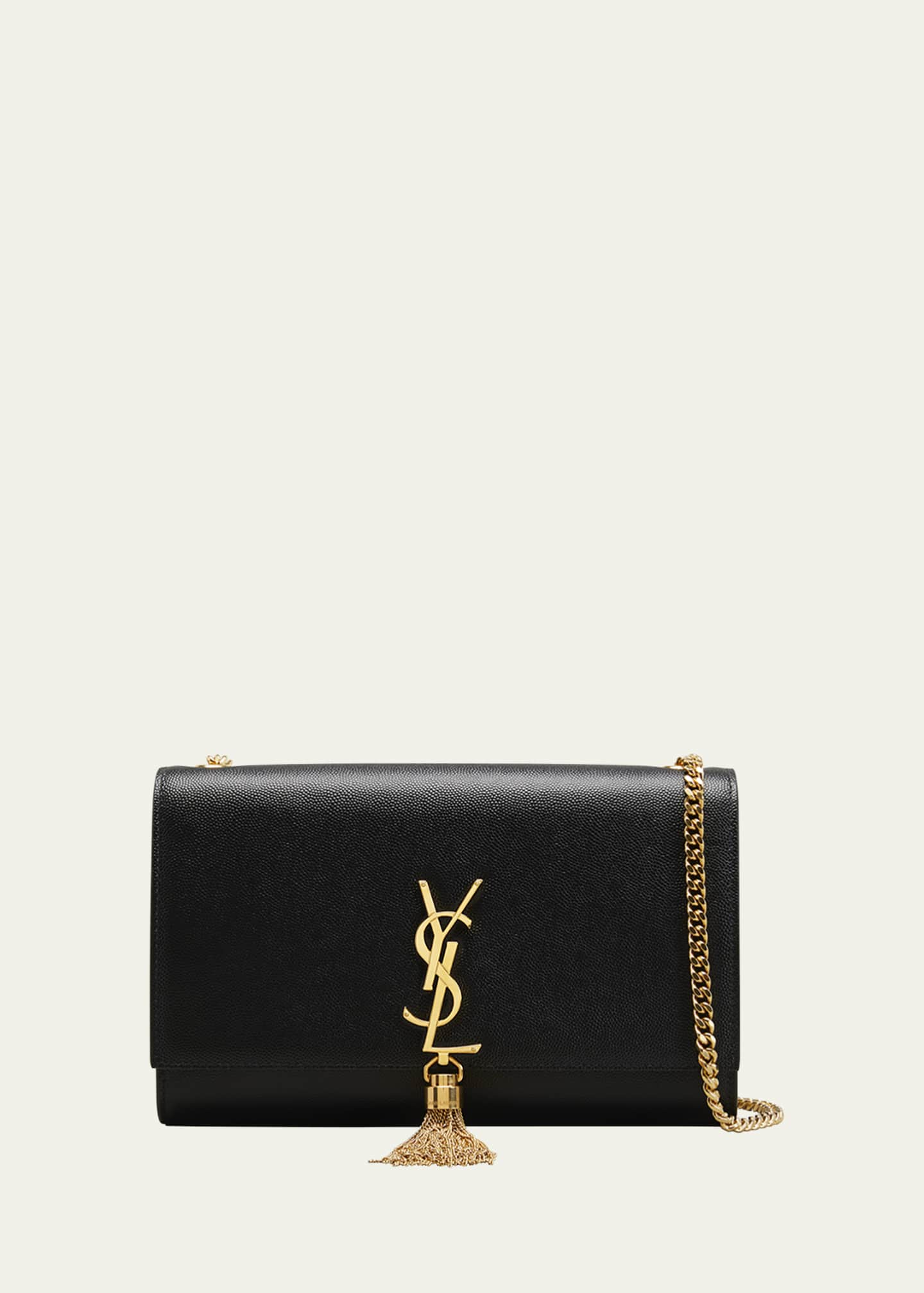 Saint Laurent Kate Monogram Grain De Poudre Black Leather