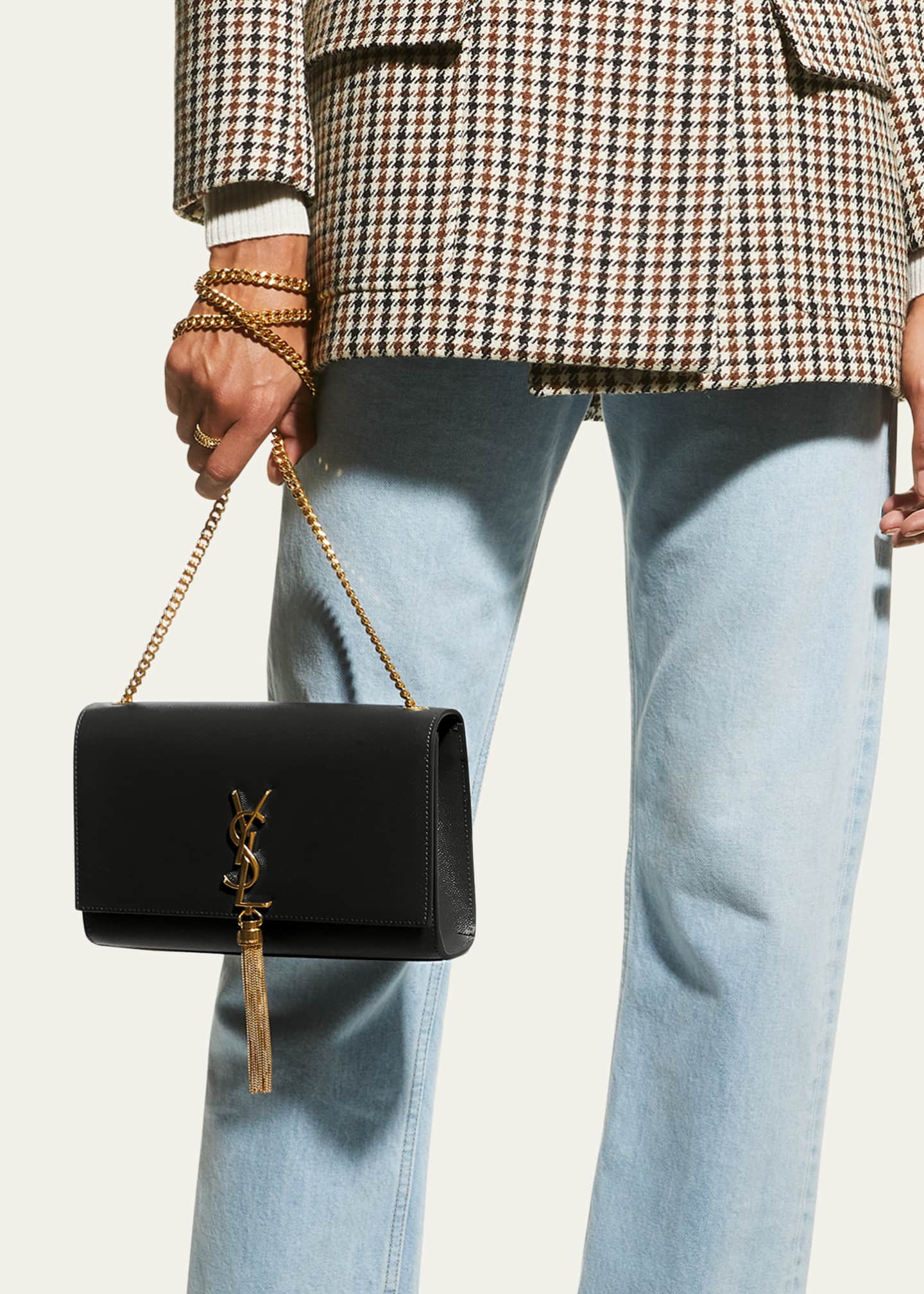 Saint Laurent Kate Medium Tassel YSL Wallet on Chain in Grained