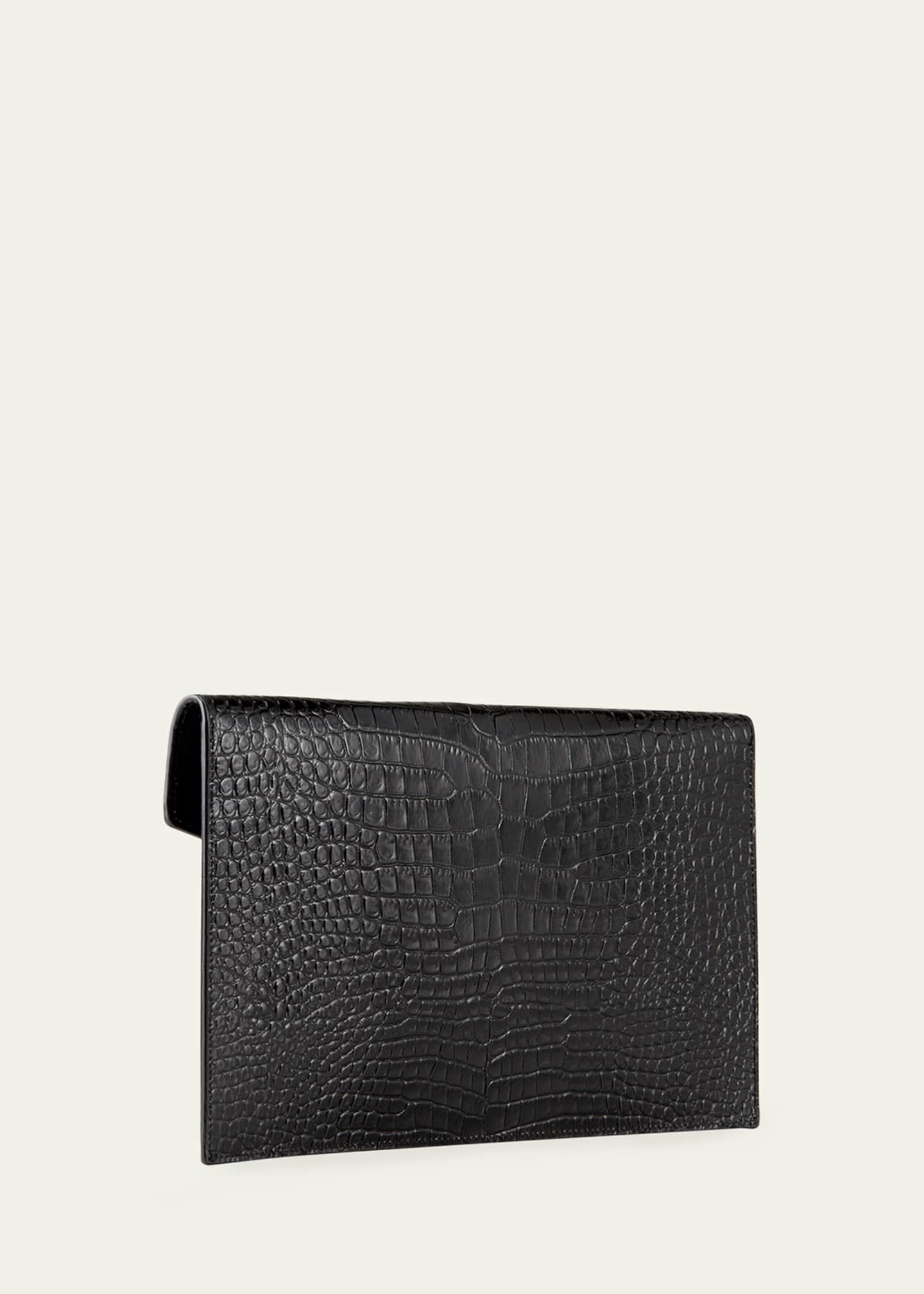 Saint Laurent Uptown crocodile-effect Clutch - Farfetch