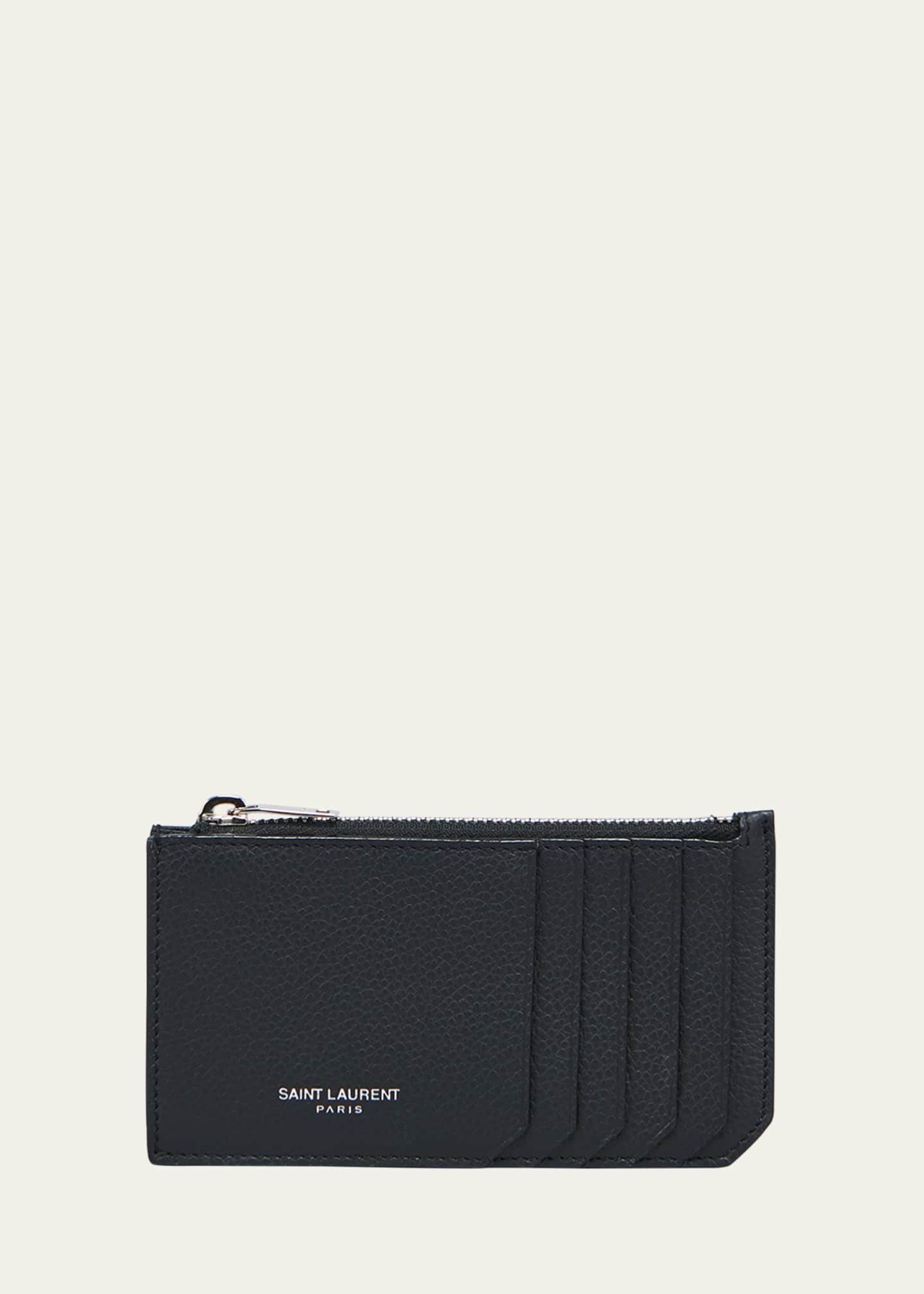 Saint Laurent Men's Fragments Leather Zip Card Case - Bergdorf Goodman