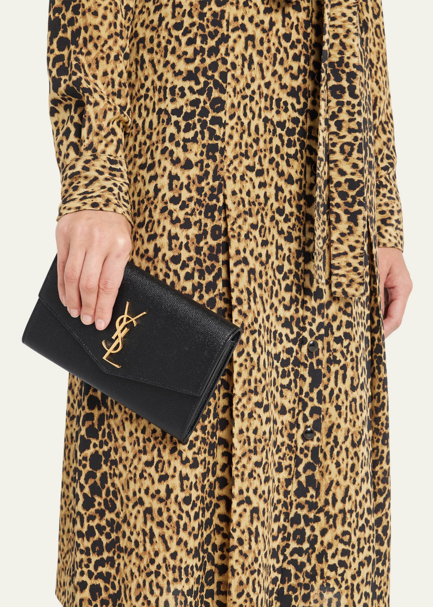 VIP【送料関税込】Saint Laurent UPTOWN LEATHER WALLET CHAIN Saint Laurent Uptown YSL Wallet on Chain in Grained Leather