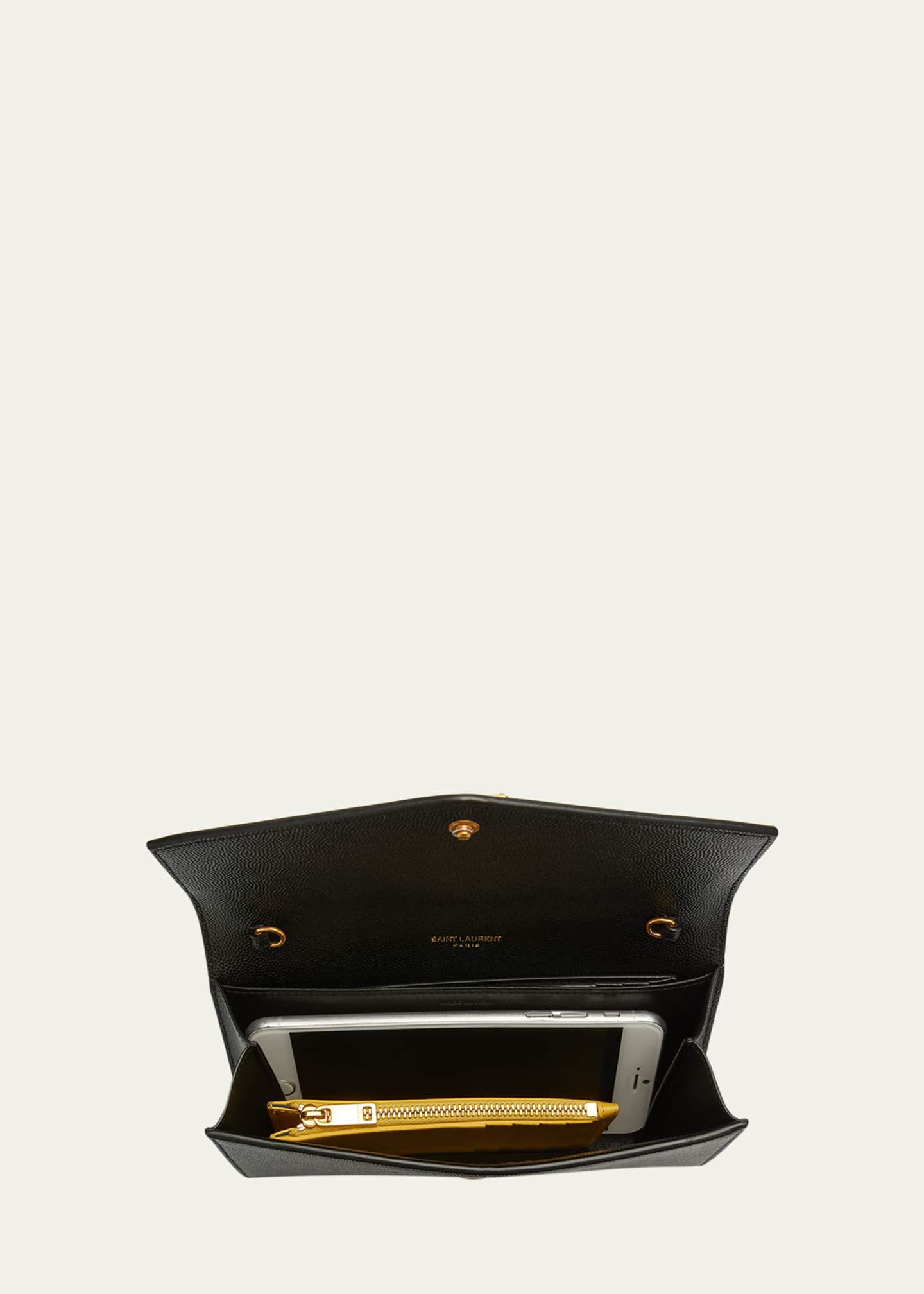 Saint Laurent Uptown YSL Wallet on Chain in Grained Leather Image 6 of 7