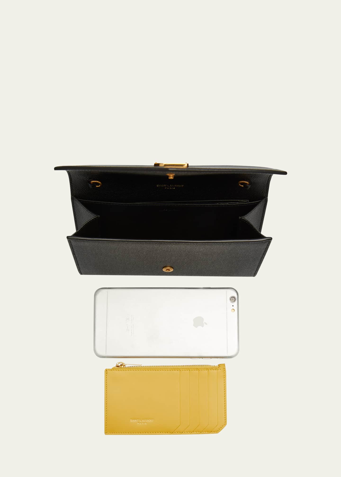 Saint Laurent Uptown YSL Wallet on Chain in Grained Leather Image 7 of 7