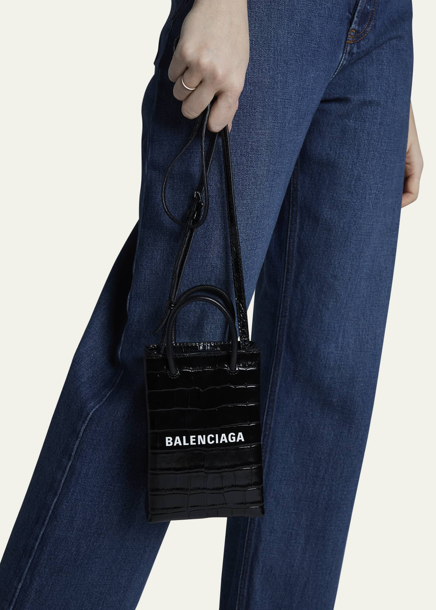 Balenciaga Mini Mock-Croc Phone Shopper Tote Bag - Bergdorf Goodman