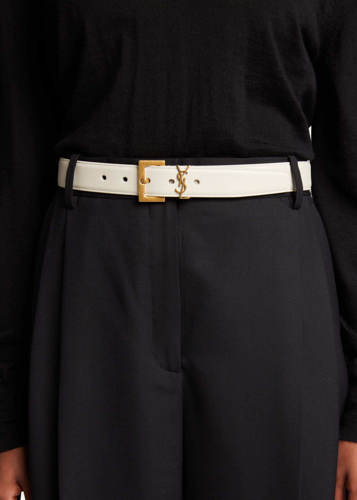Ysl outlet white belt