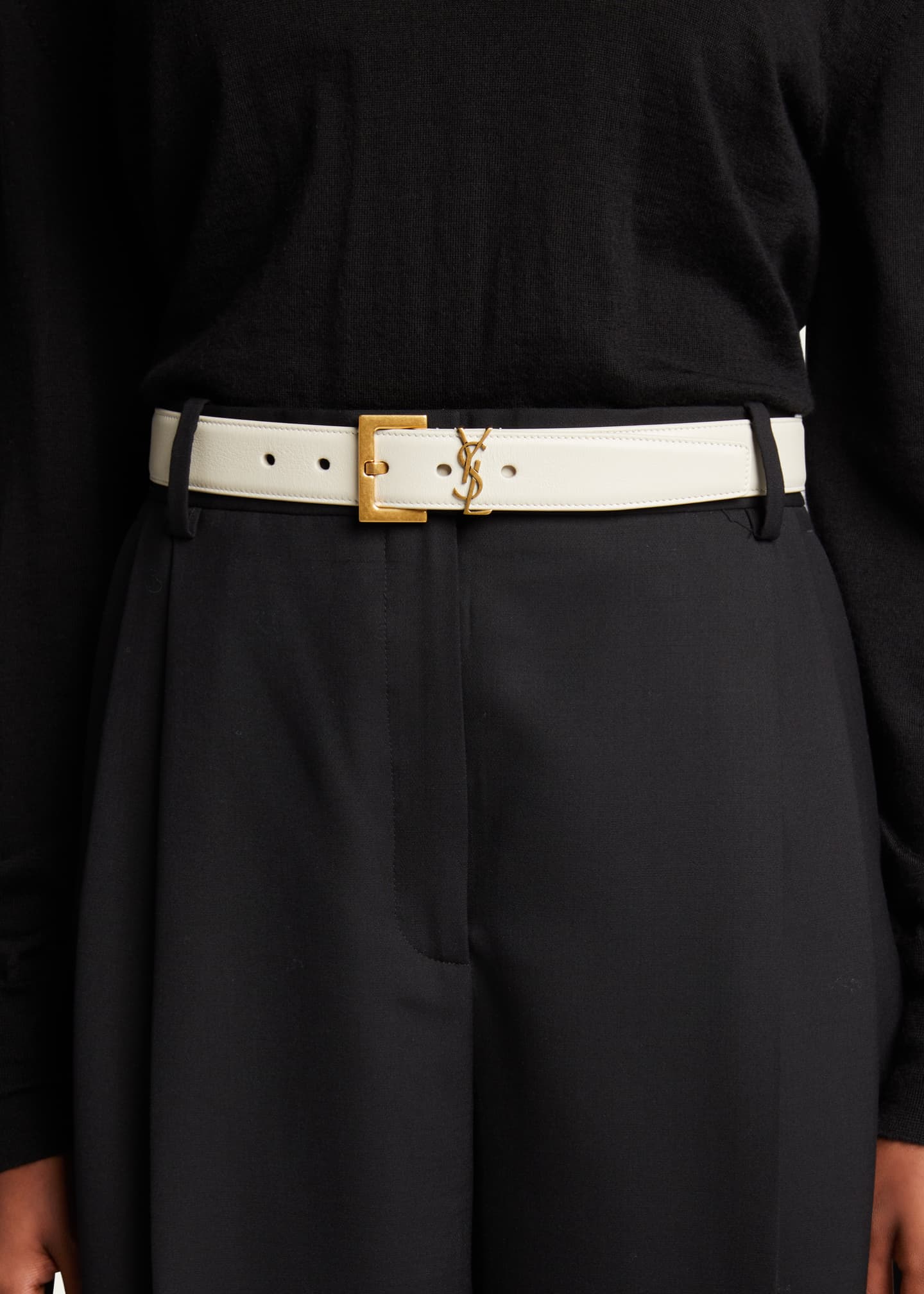 Saint Laurent Women's Monogram Leather Belt