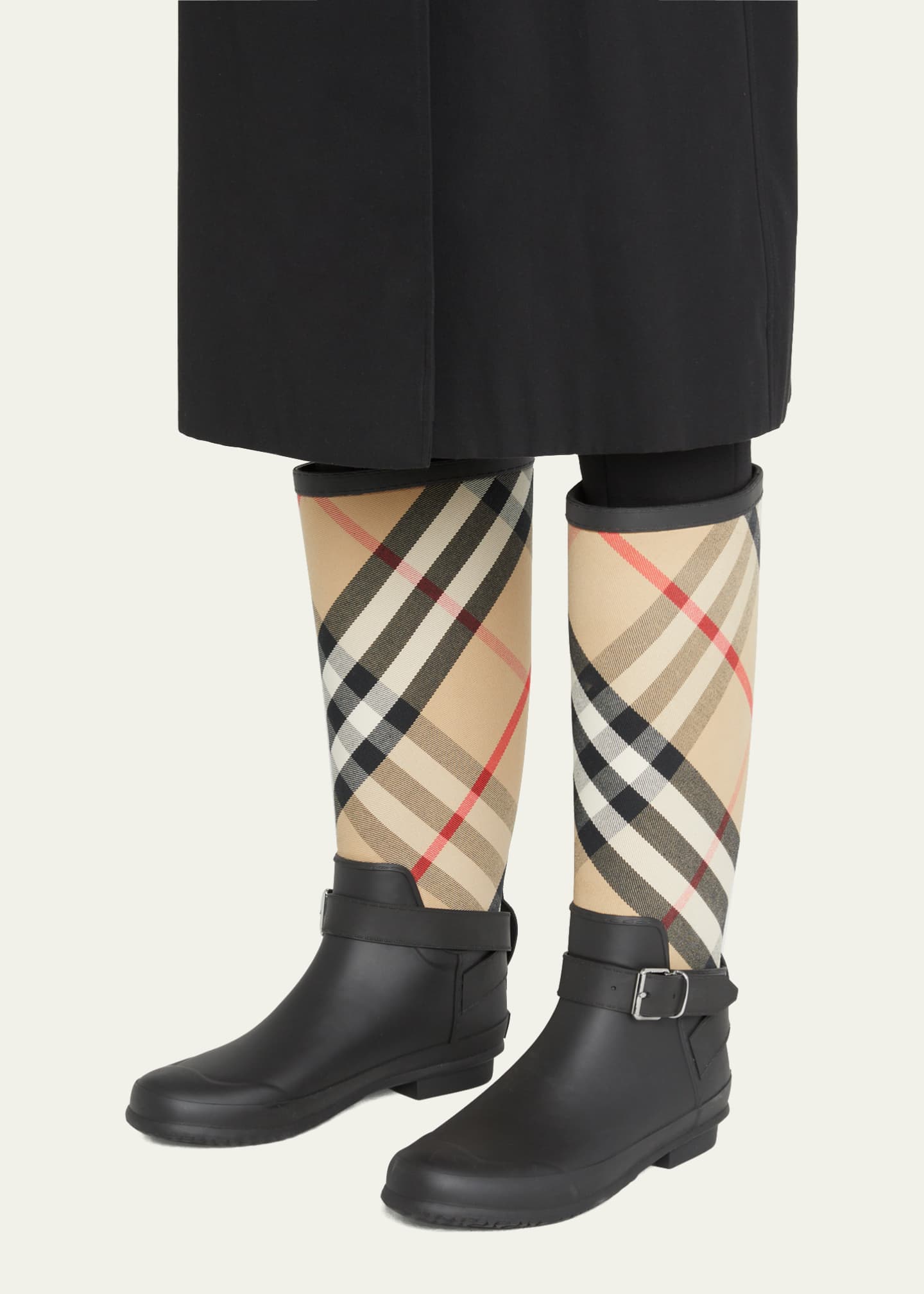 Burberry Simeon Vintage Check Moto Rain Boots - Bergdorf Goodman