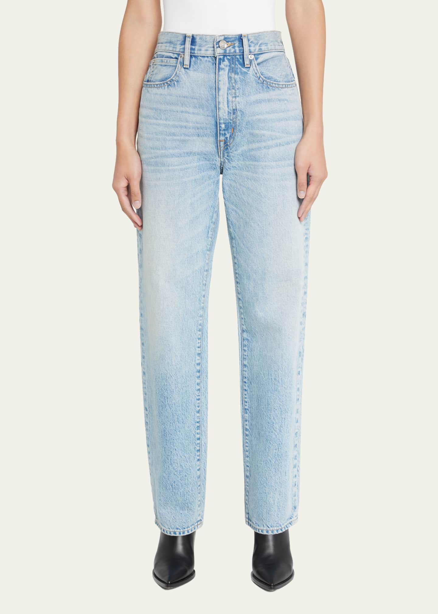 【関税込み】SLVRLAKE ブルー London クロップドジーンズ SLVRLAKE London Straight-Leg Jeans - Bergdorf Goodman
