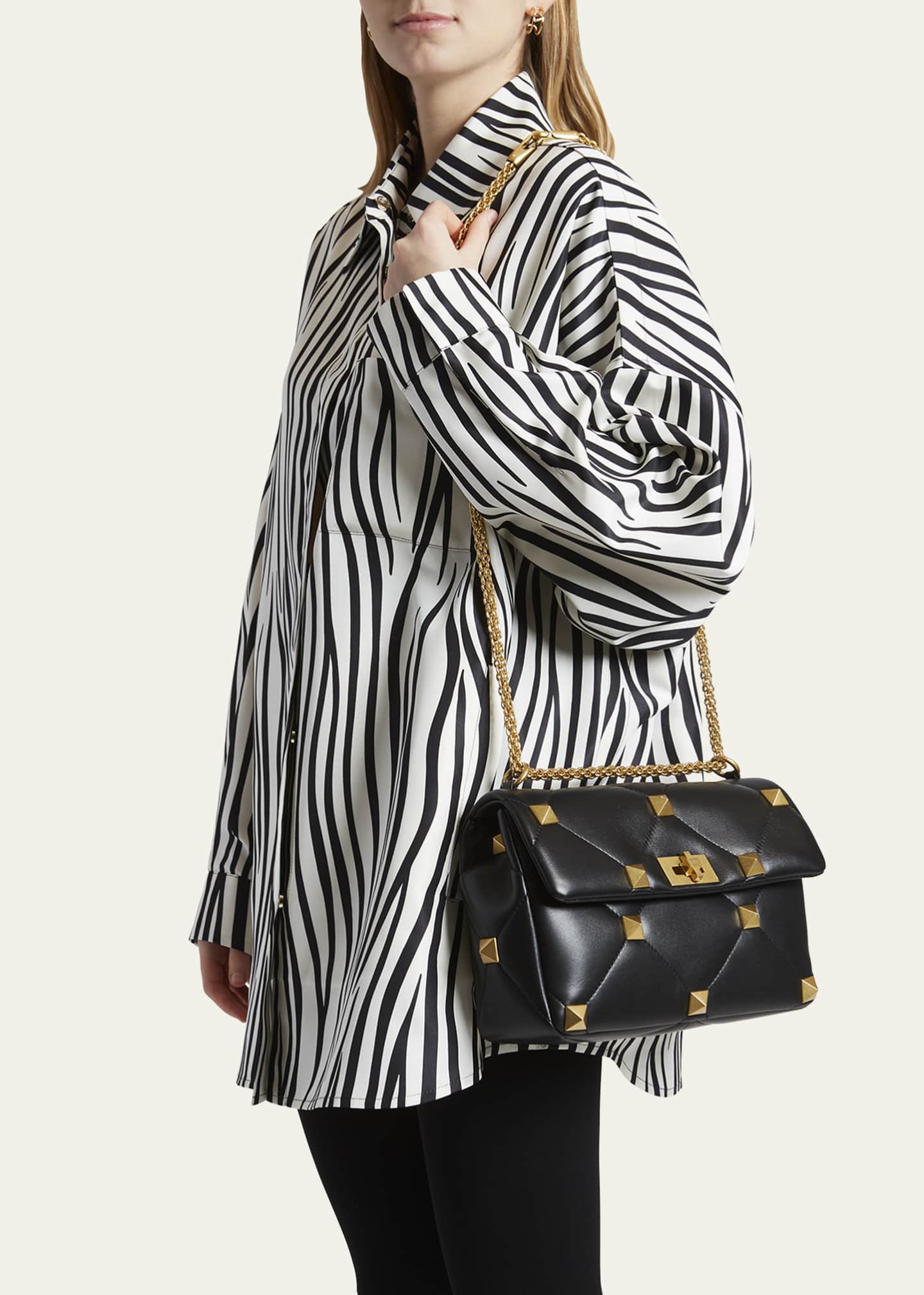 Valentino Garavani Roman Stud Large Quilted Leather Shoulder Bag