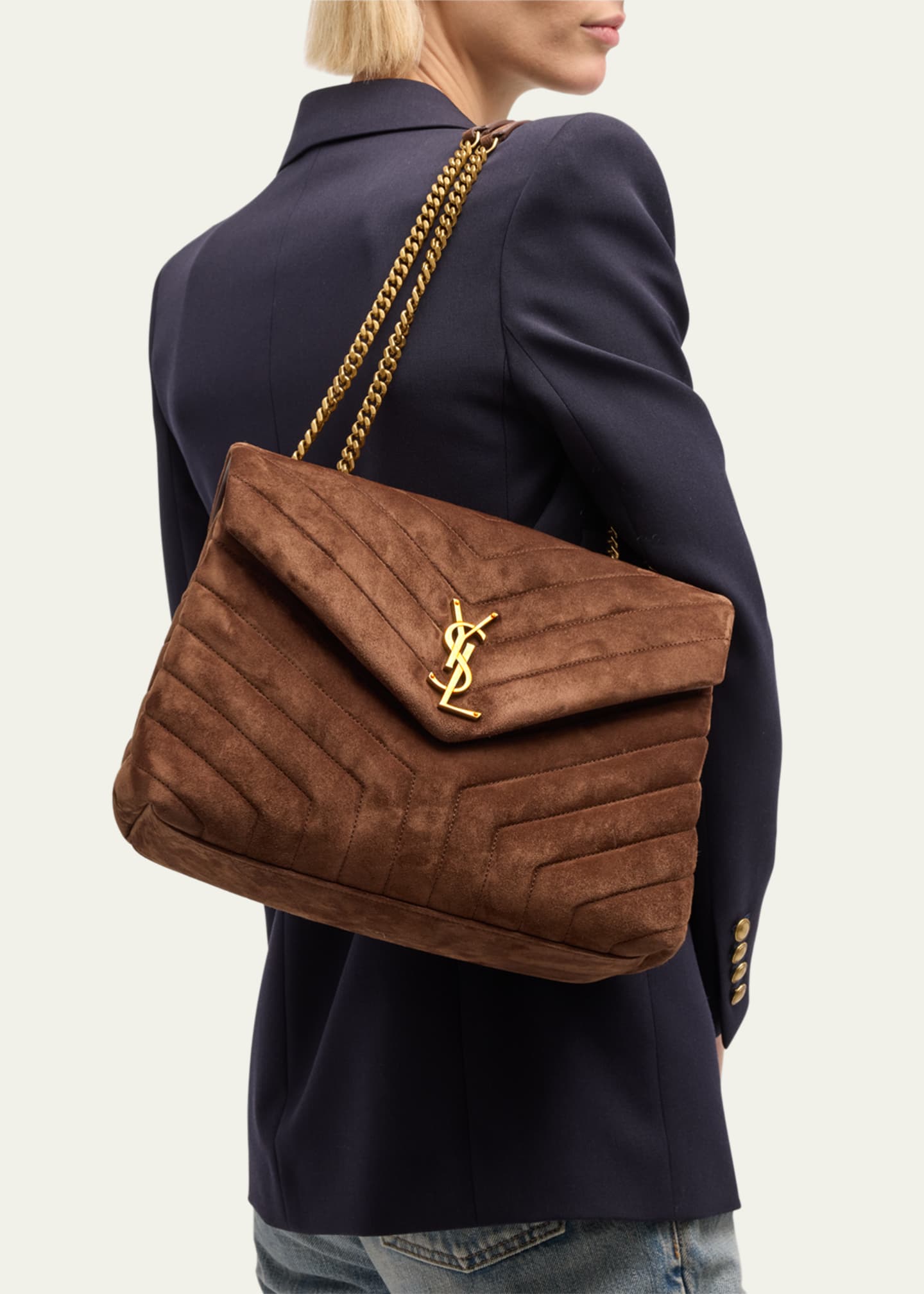 Saint Laurent Loulou Medium YSL Shoulder Bag in Quilted Suede Bergdorf Goodman