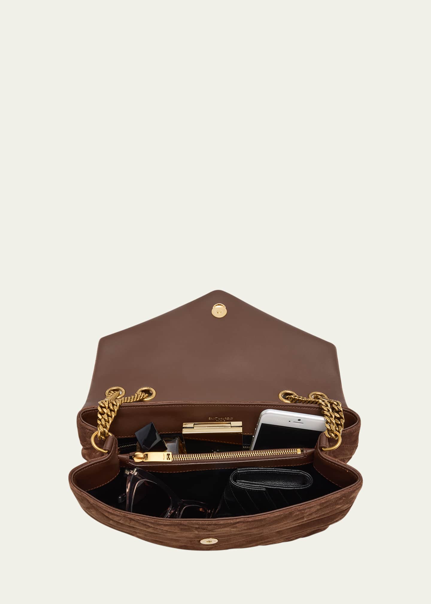 Saint Laurent Loulou Medium YSL Shoulder Bag in Quilted Suede Image 6 of 7