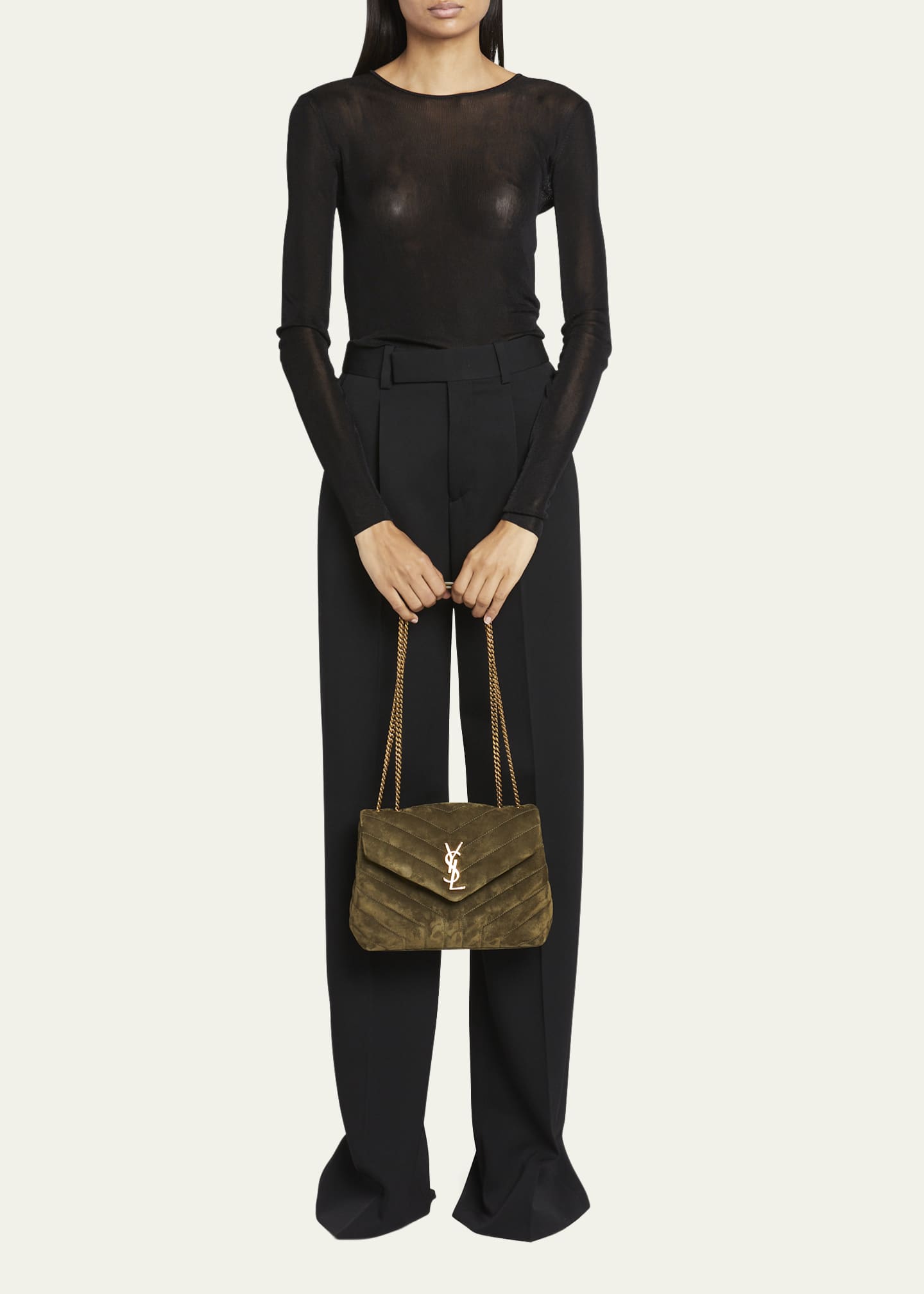 Saint Laurent Monogram Ysl V-Flap Shoulder Bag