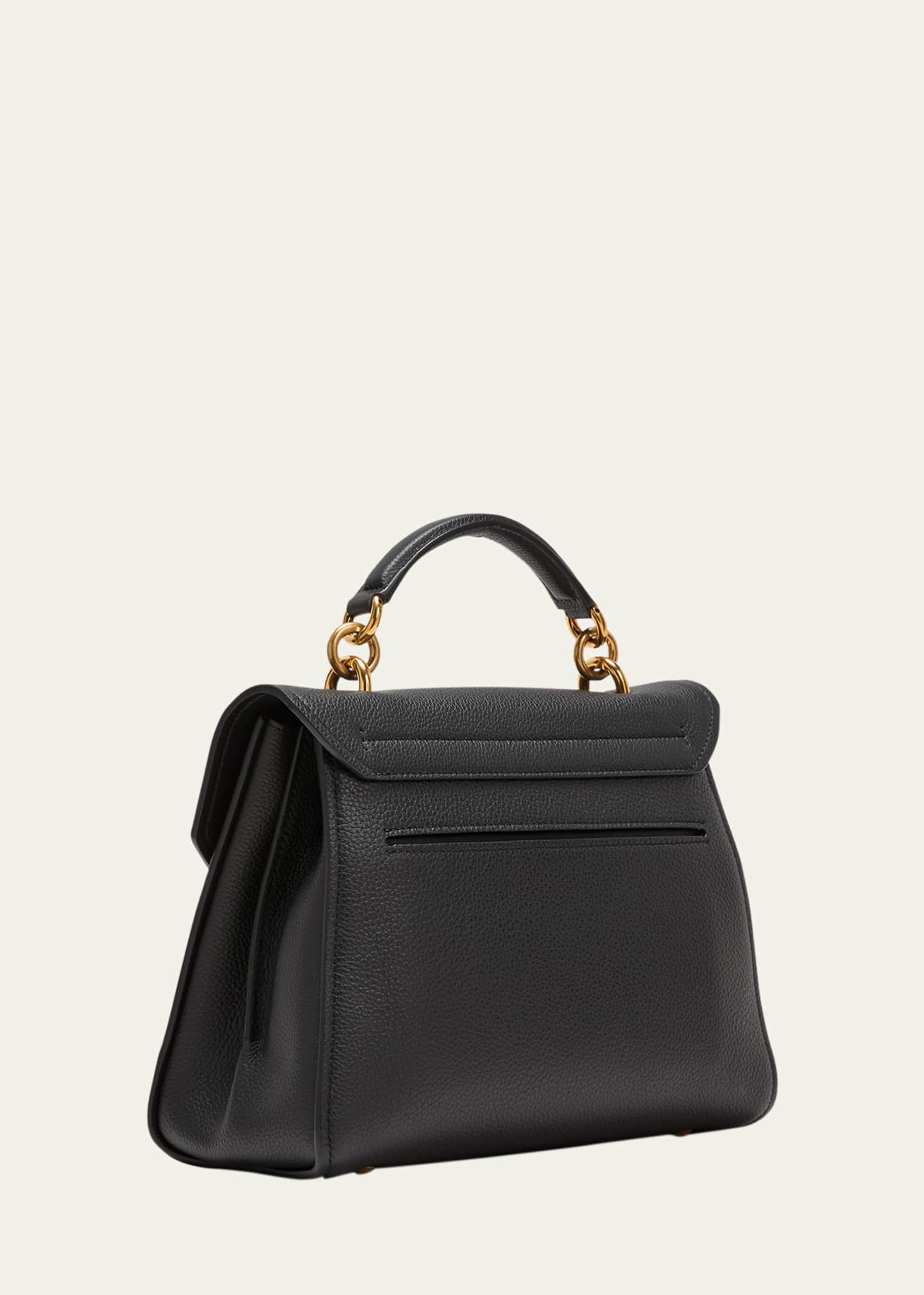 Ferragamo Margot Gancini Leather Hobo Bag in Black