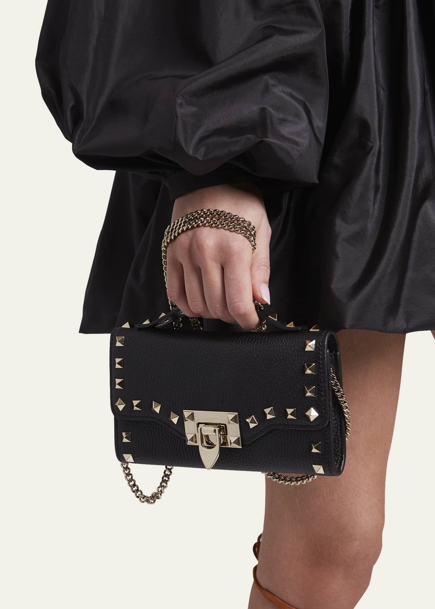 Valentino Garavani Rockstud Leather Wallet on a Chain - ShopStyle