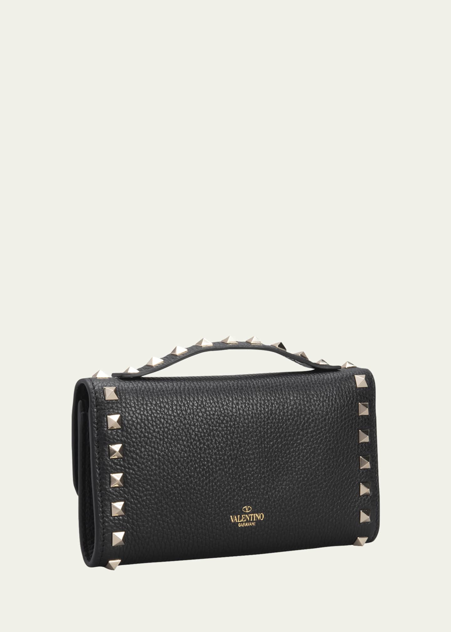 Valentino Garavani Rockstud Pouch Leather Wallet on Chain