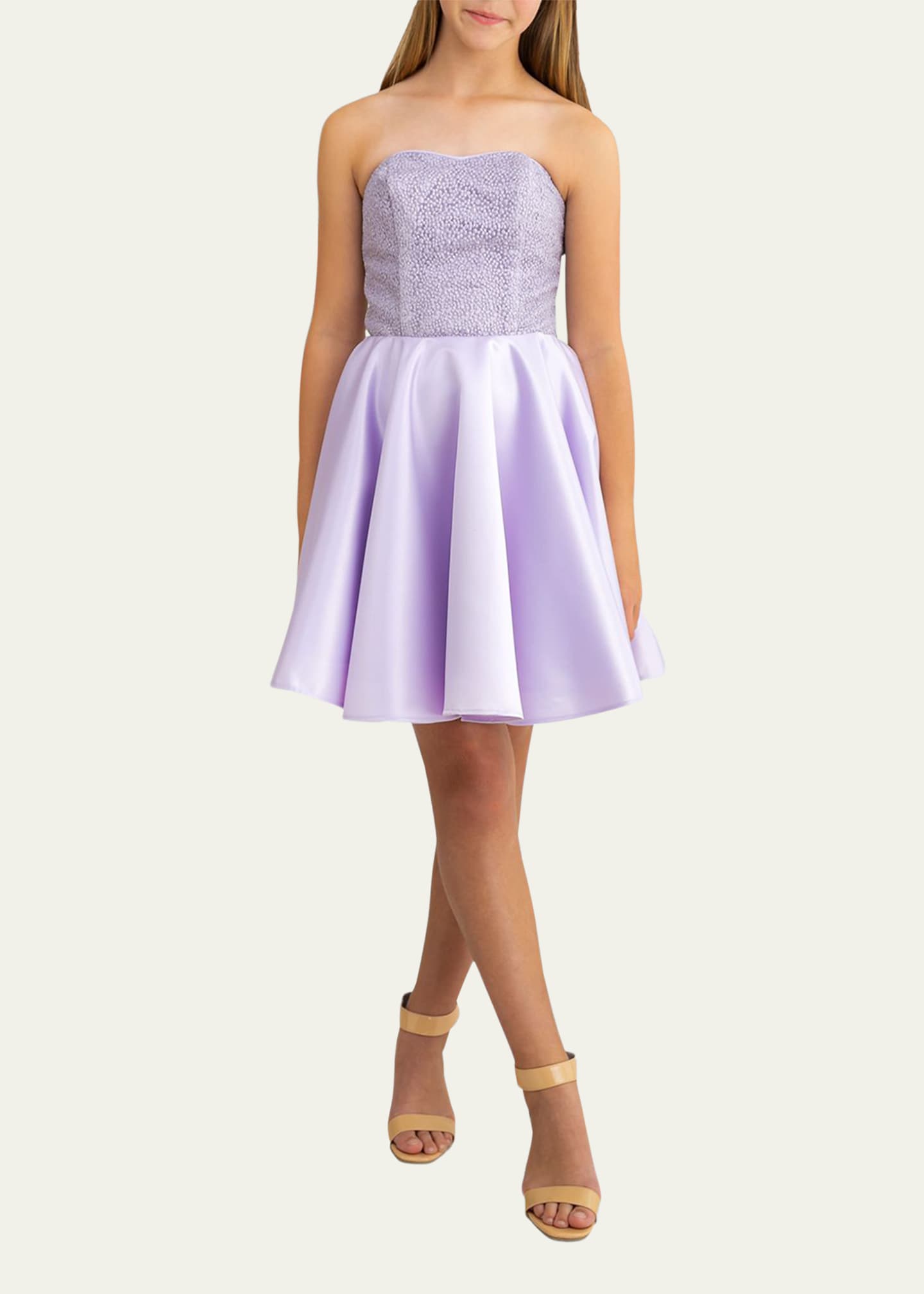 Un Deux Trois Girl s Strapless Sequin Satin Party Dress Size 14