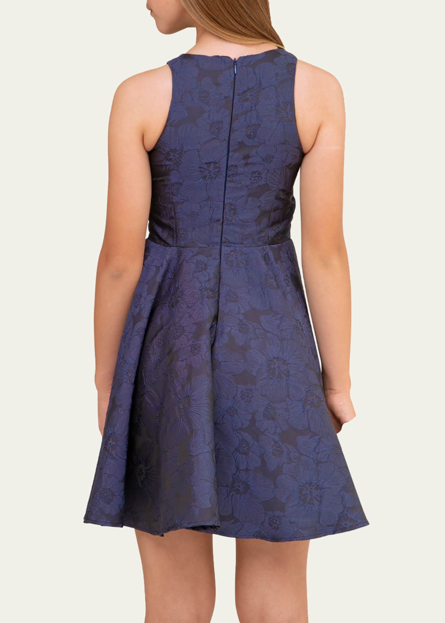 Un Deux Trois Girl's Floral Racerback Jacquard Dress, Size 16 Image 2 of 2