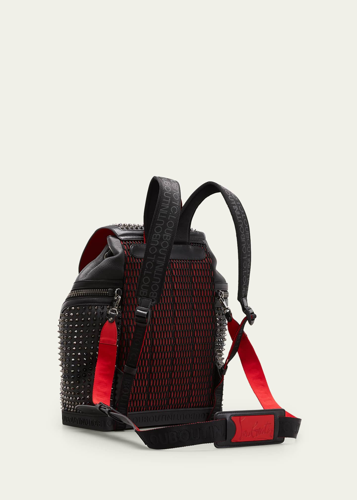 Explorafunk small - Backpack - Calf leather and spikes - Black - Christian  Louboutin