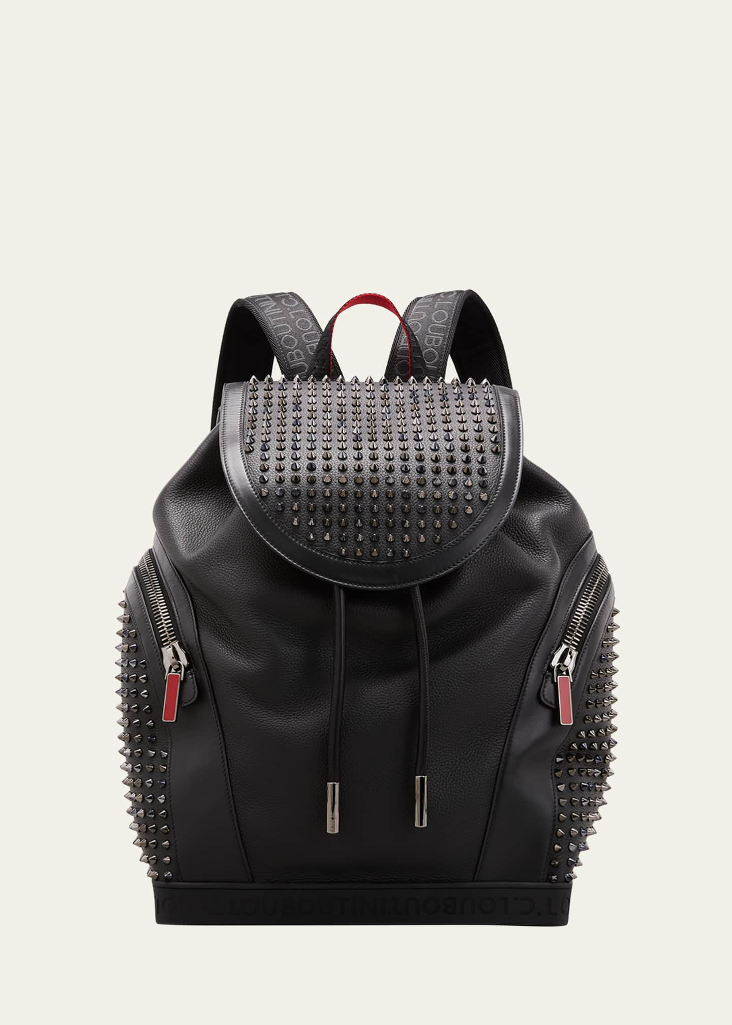 Black Explorafunk spikes leather cross-body bag, Christian Louboutin