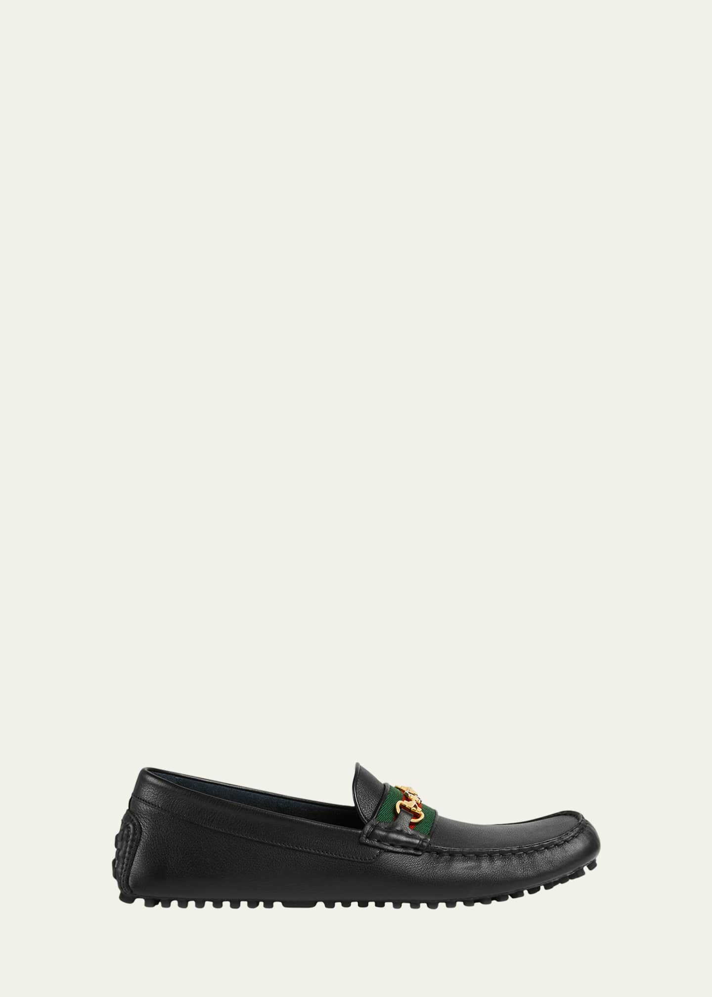 Gucci Men's Ayrton GG-Bit Leather Drivers - Bergdorf Goodman