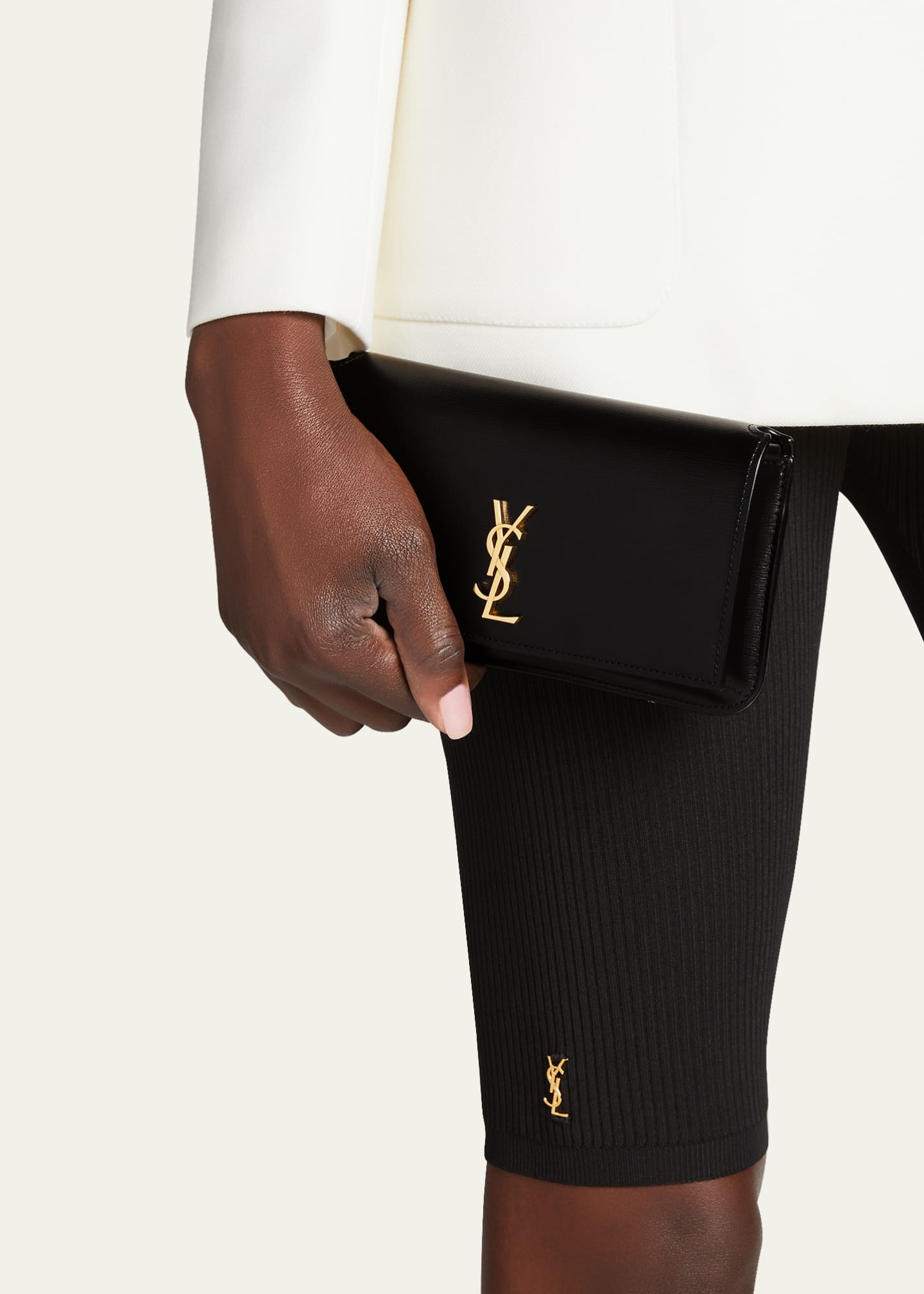 Saint Laurent YSL Monogram Phone Holder Crossbody Bag in Leather Bergdorf Goodman
