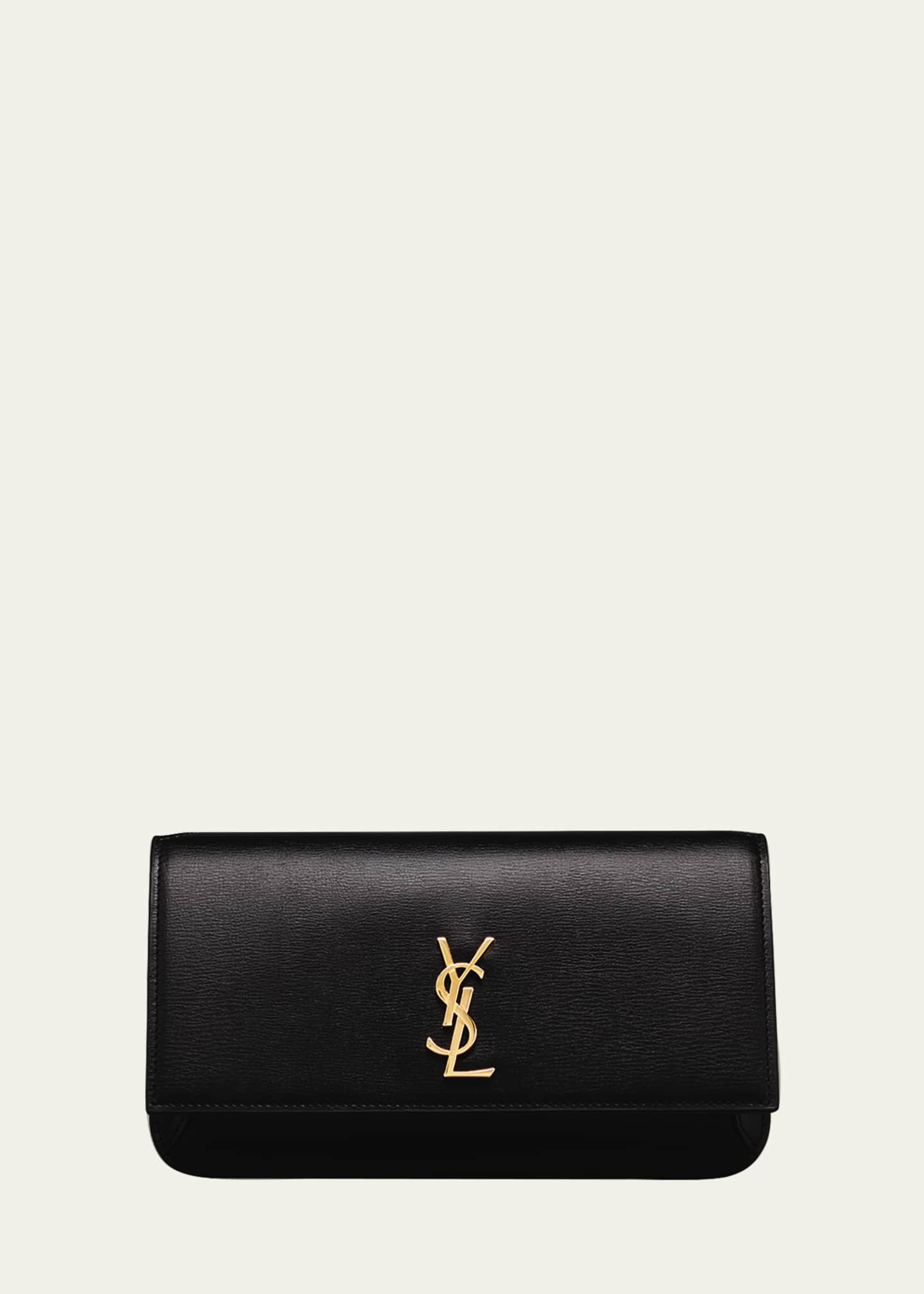 Saint Laurent YSL New Pouch Monogram Clutch Bag - Black Size