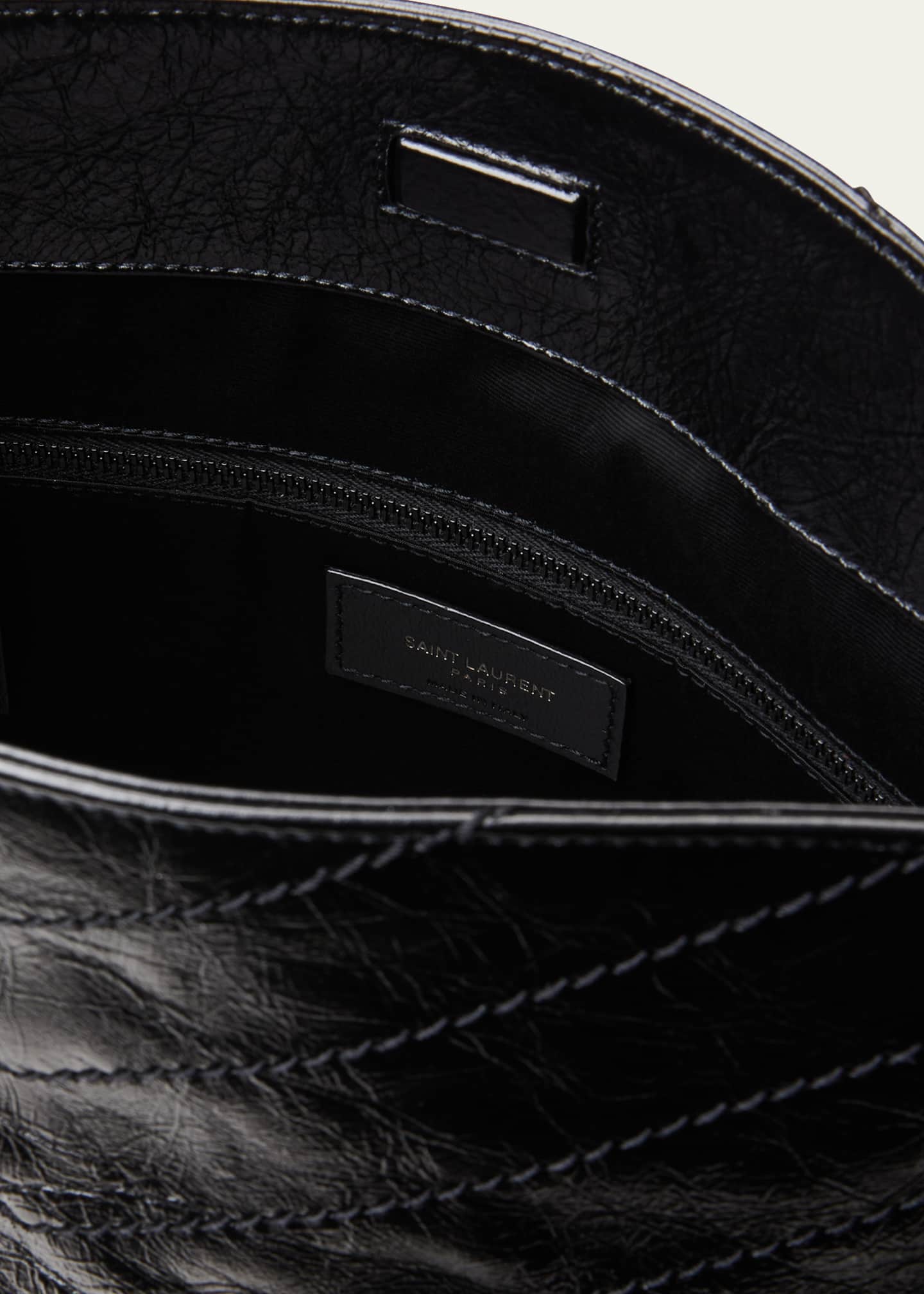 Saint Laurent Niki Medium YSL Shopper Tote Bag in Crinkled Leather Image 4 of 7